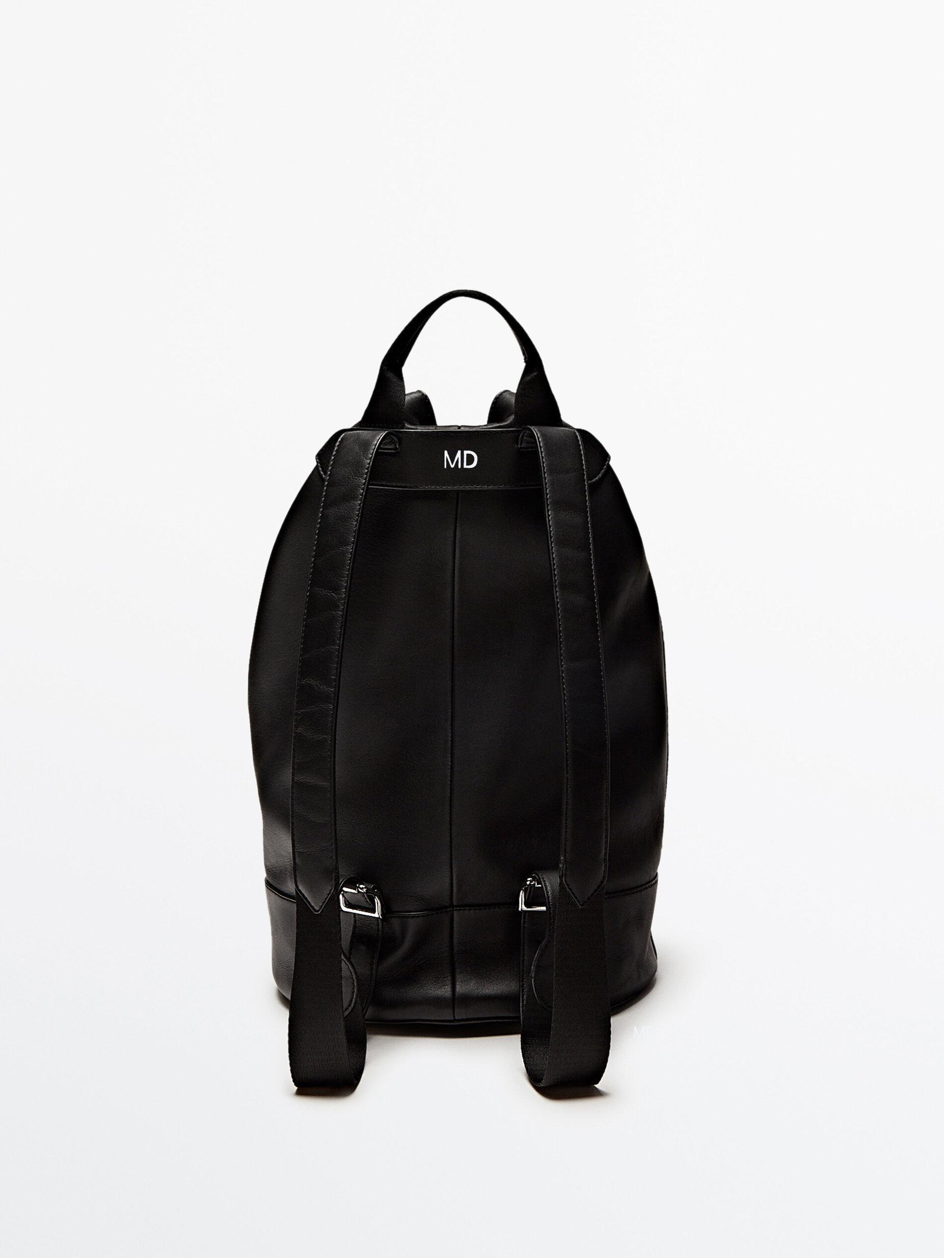 MASSIMO DUTTI Black Leather Backpack for Men | Lyst