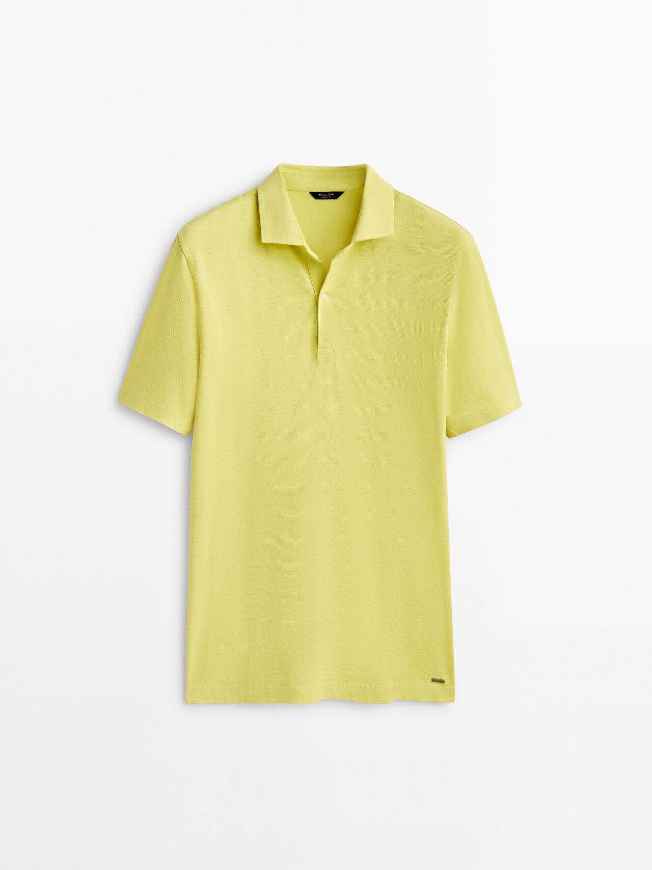 MASSIMO DUTTI Cotton Check Texture Knit Polo Shirt in Yellow for Men Lyst