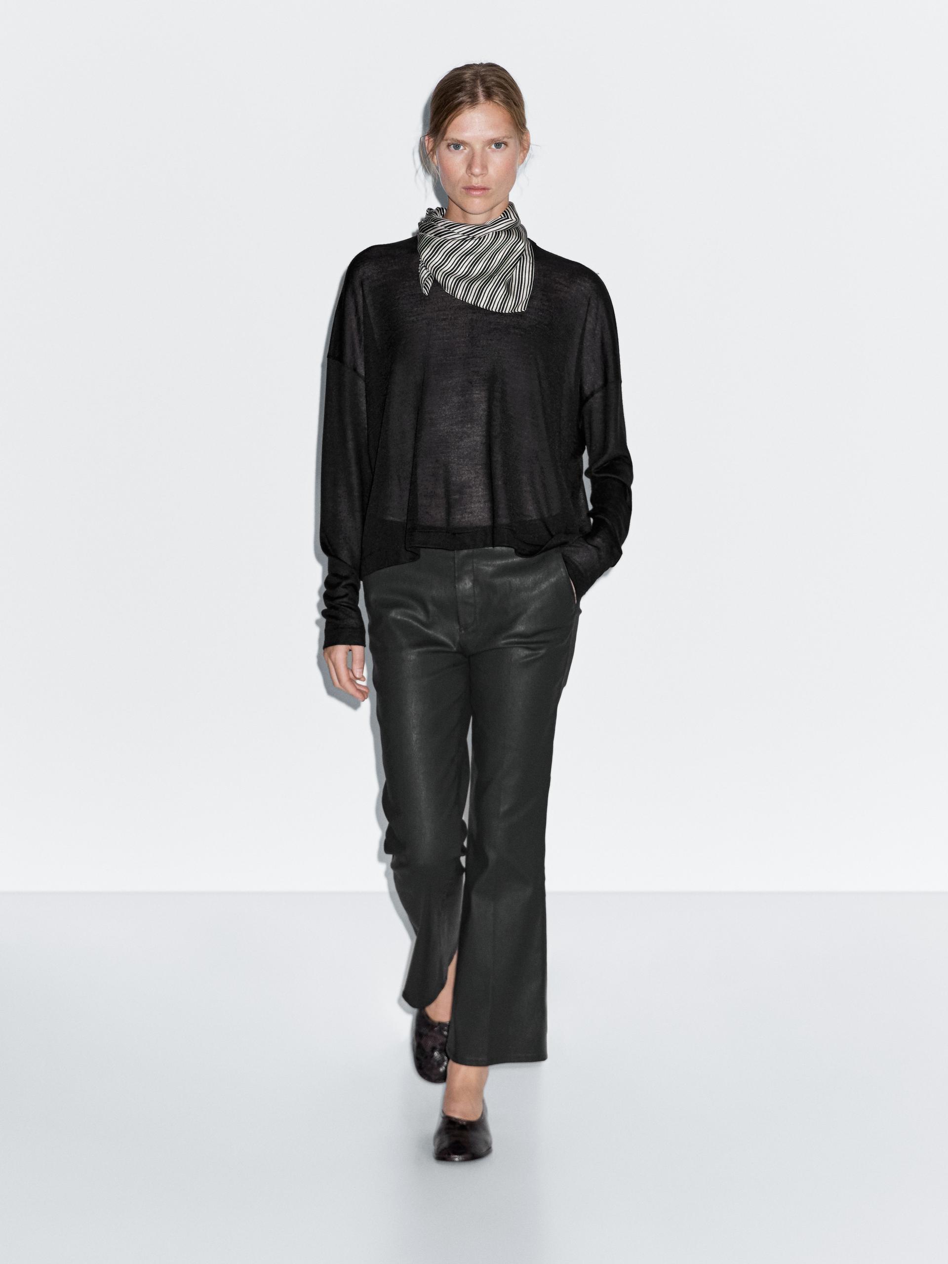MASSIMO DUTTI Flared Cropped Trousers in Black Lyst UK
