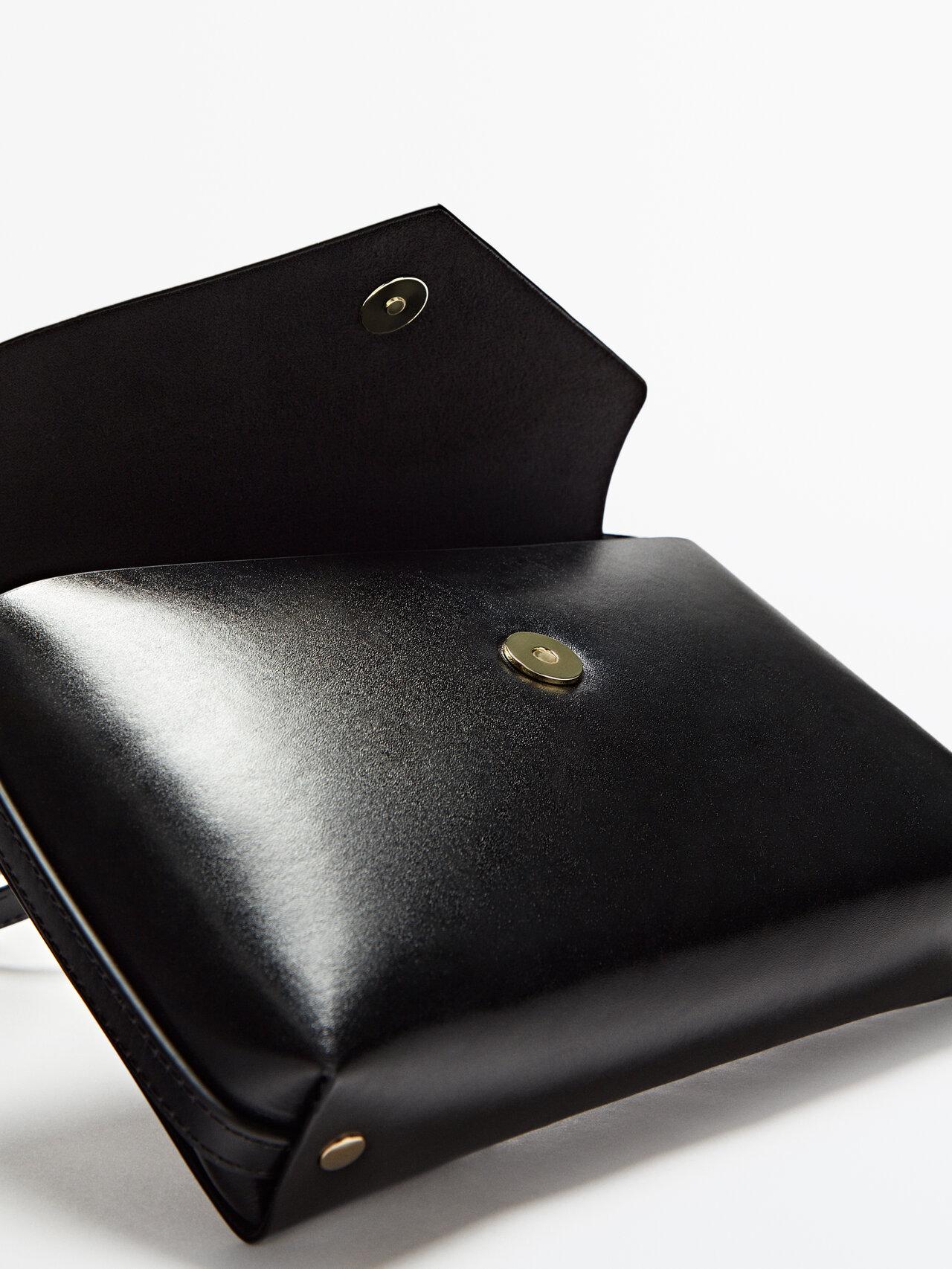 MASSIMO DUTTI Leather Crossbody Clutch Bag in Black | Lyst