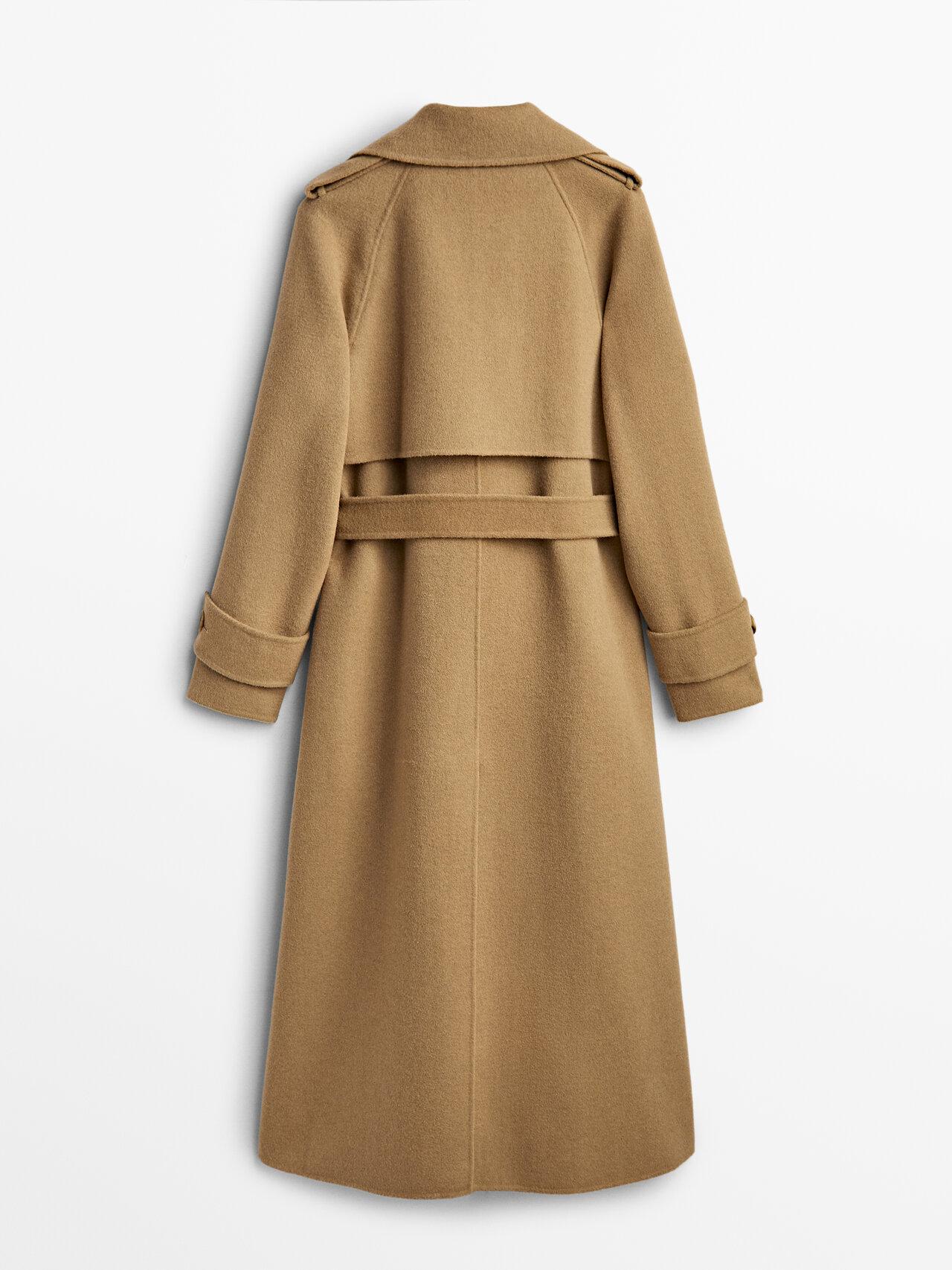 MASSIMO DUTTI Wool Trench Coat With Belt in Natural | Lyst