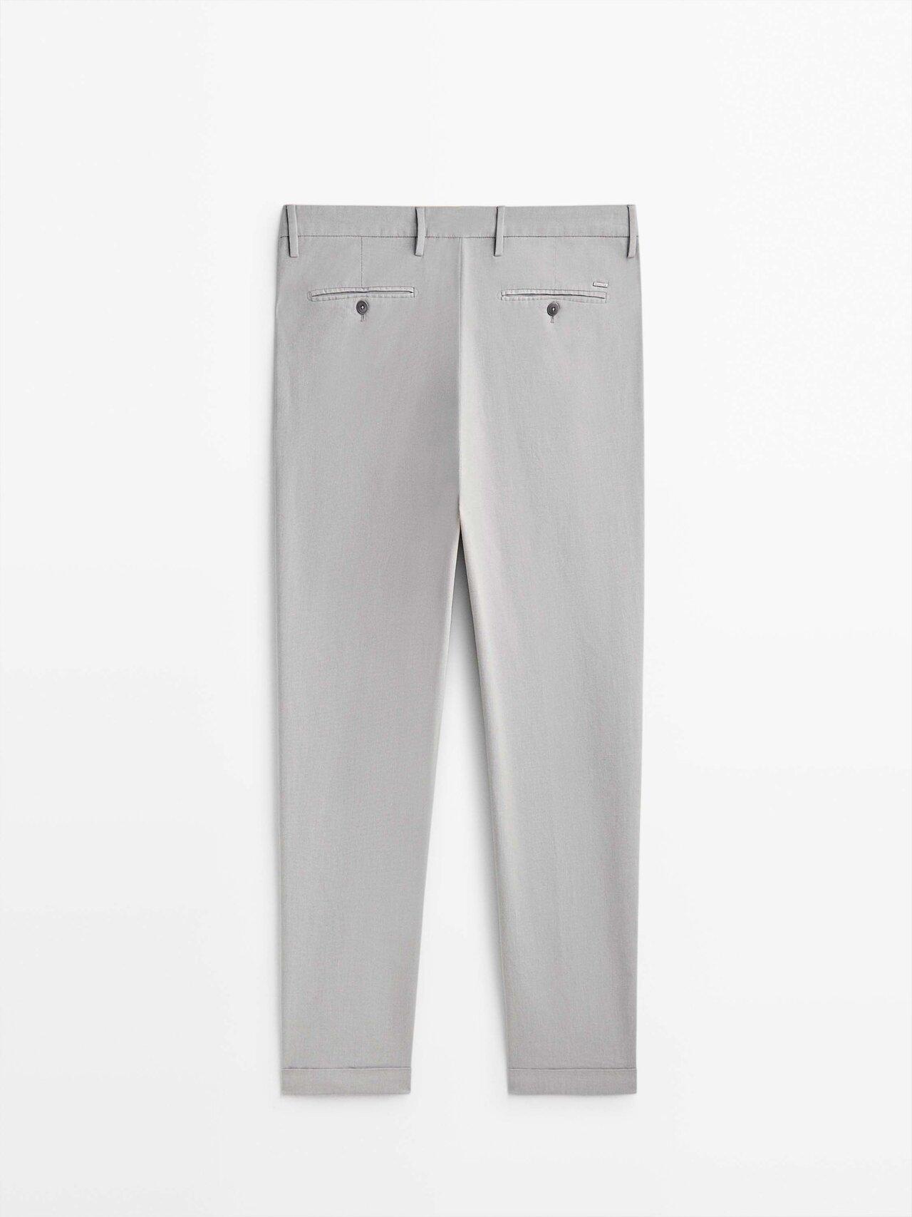 MASSIMO DUTTI Ice-thread Cotton Dyed Slim Fit Chino Trousers in Gray for  Men | Lyst