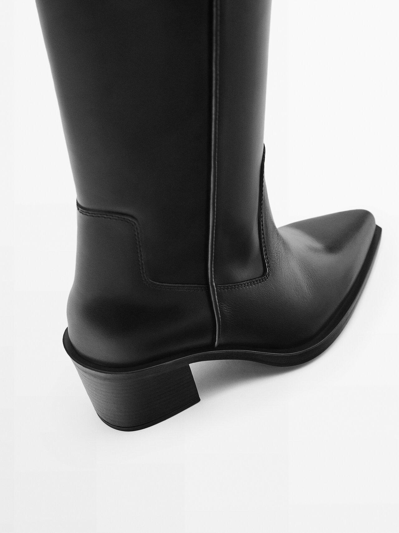 MASSIMO DUTTI Leather Cowboy Boots in Black | Lyst