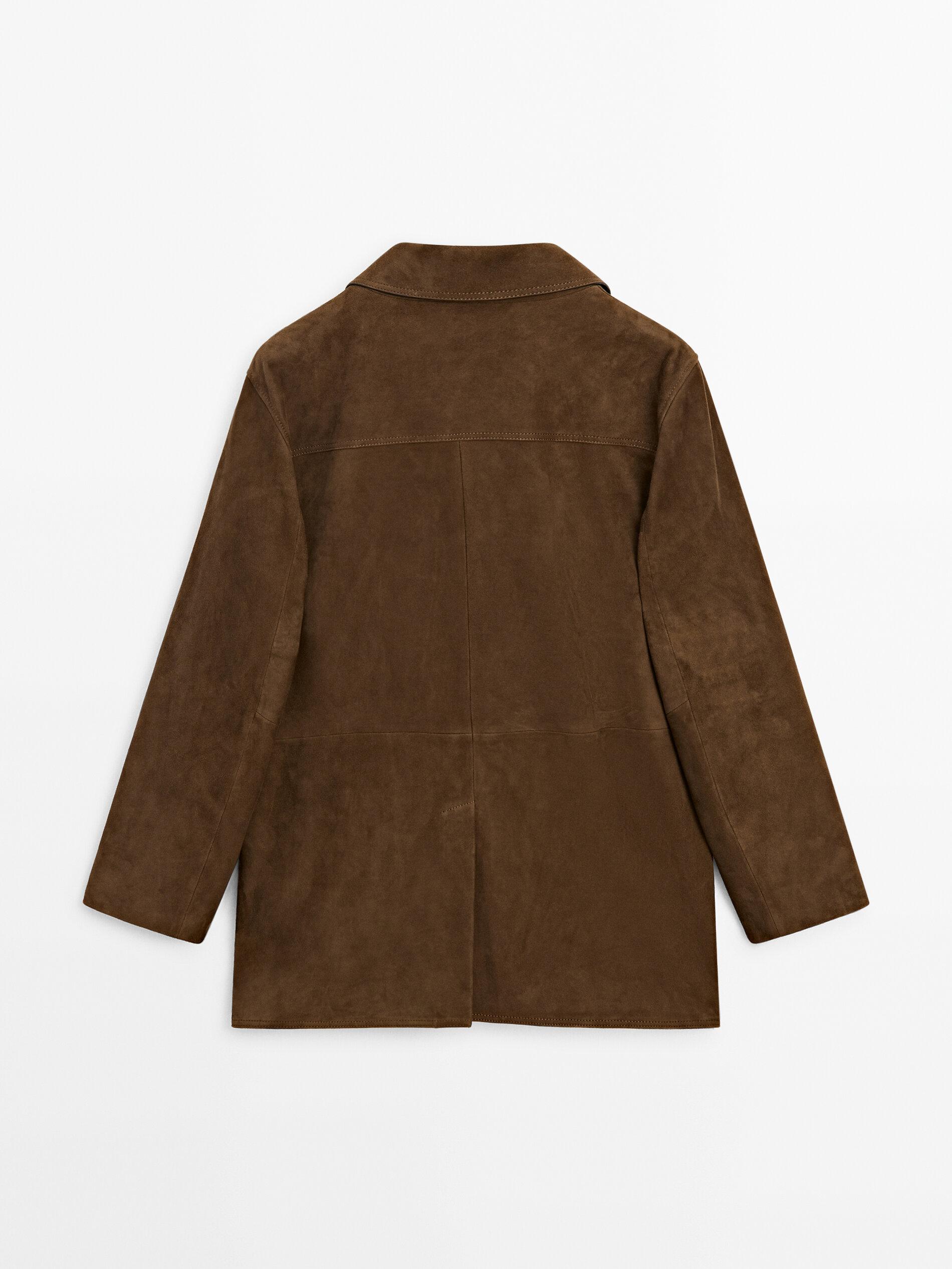 MASSIMO DUTTI Suede Leather Blazer in Brown | Lyst