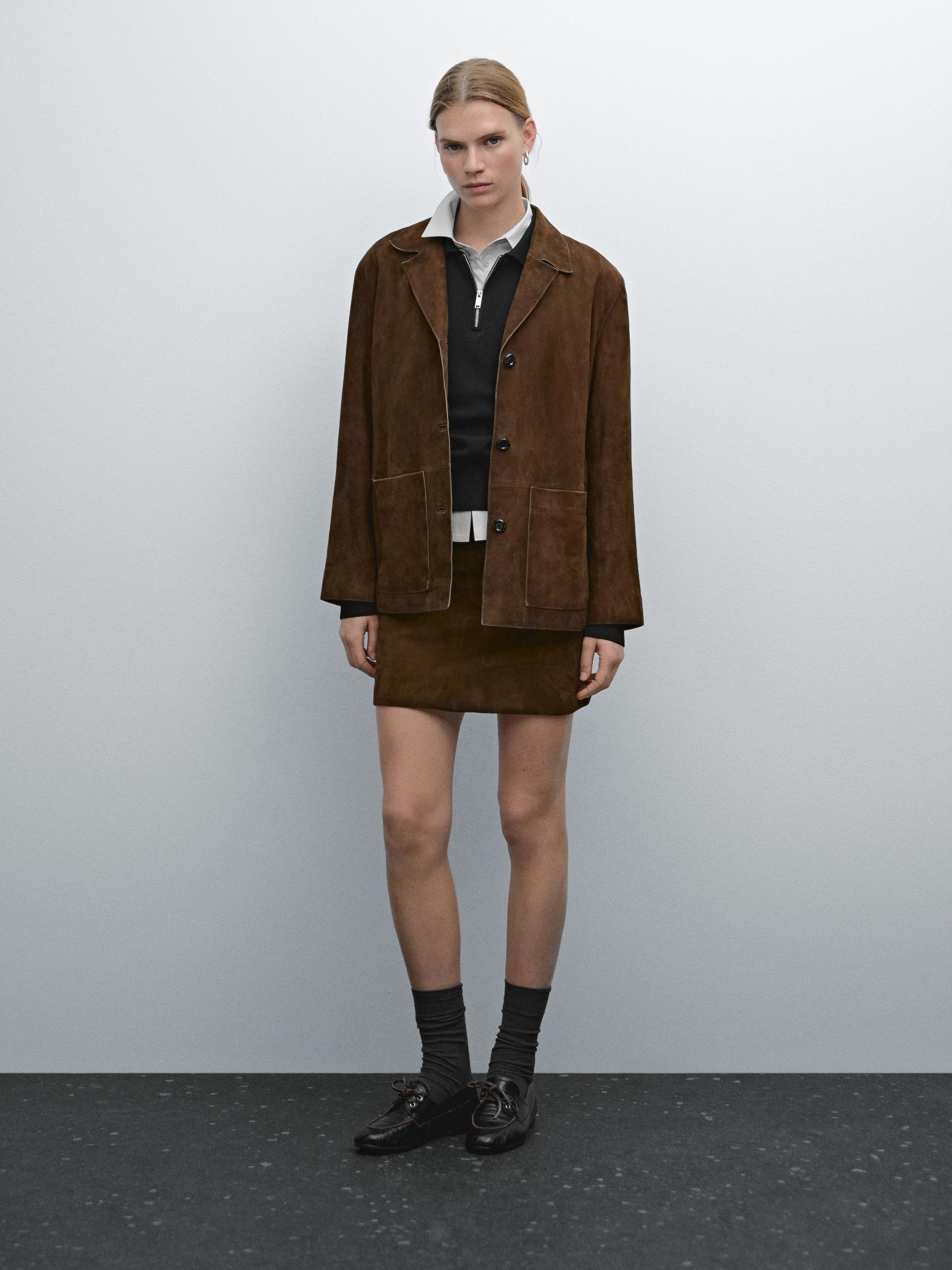 MASSIMO DUTTI Fließender Blazer Aus Wildleder in Braun Lyst DE