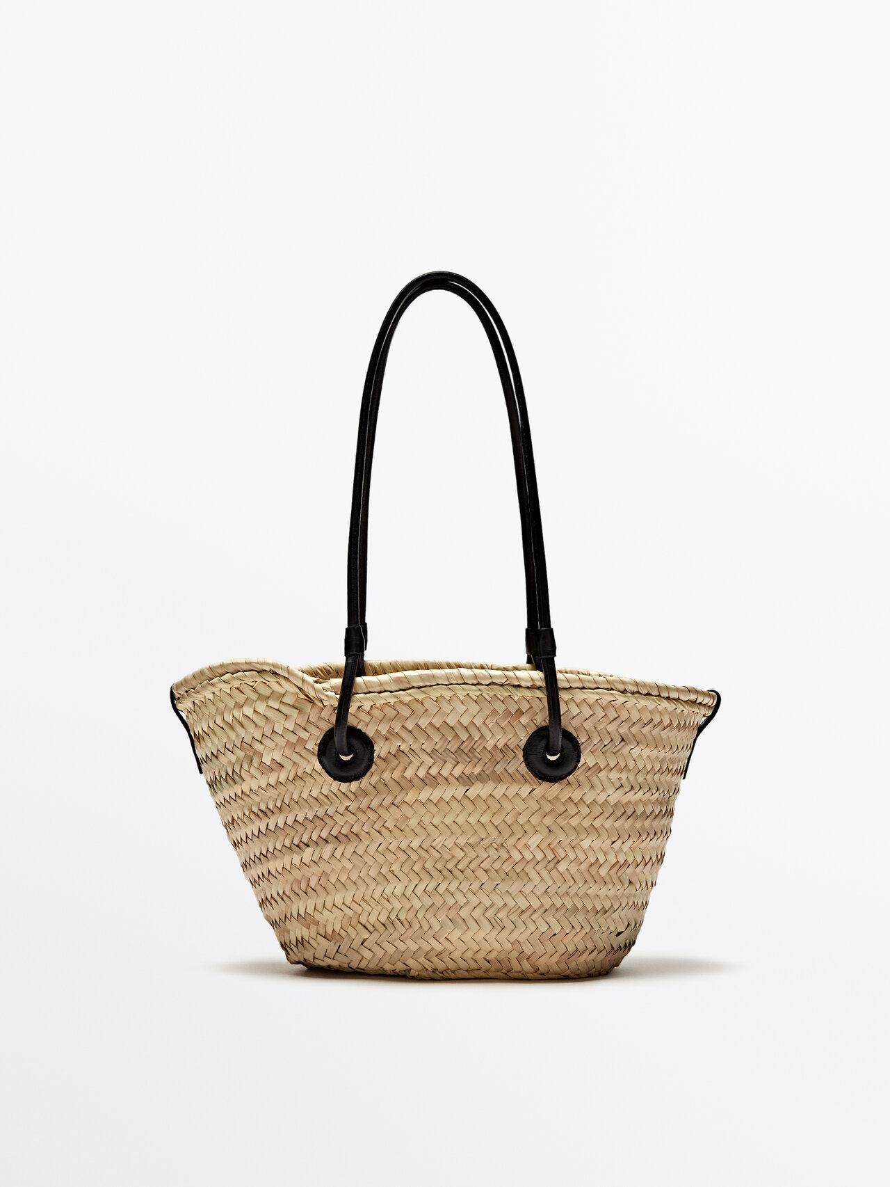 MASSIMO DUTTI Woven Basket Bag + Detachable Pouch in Natural | Lyst