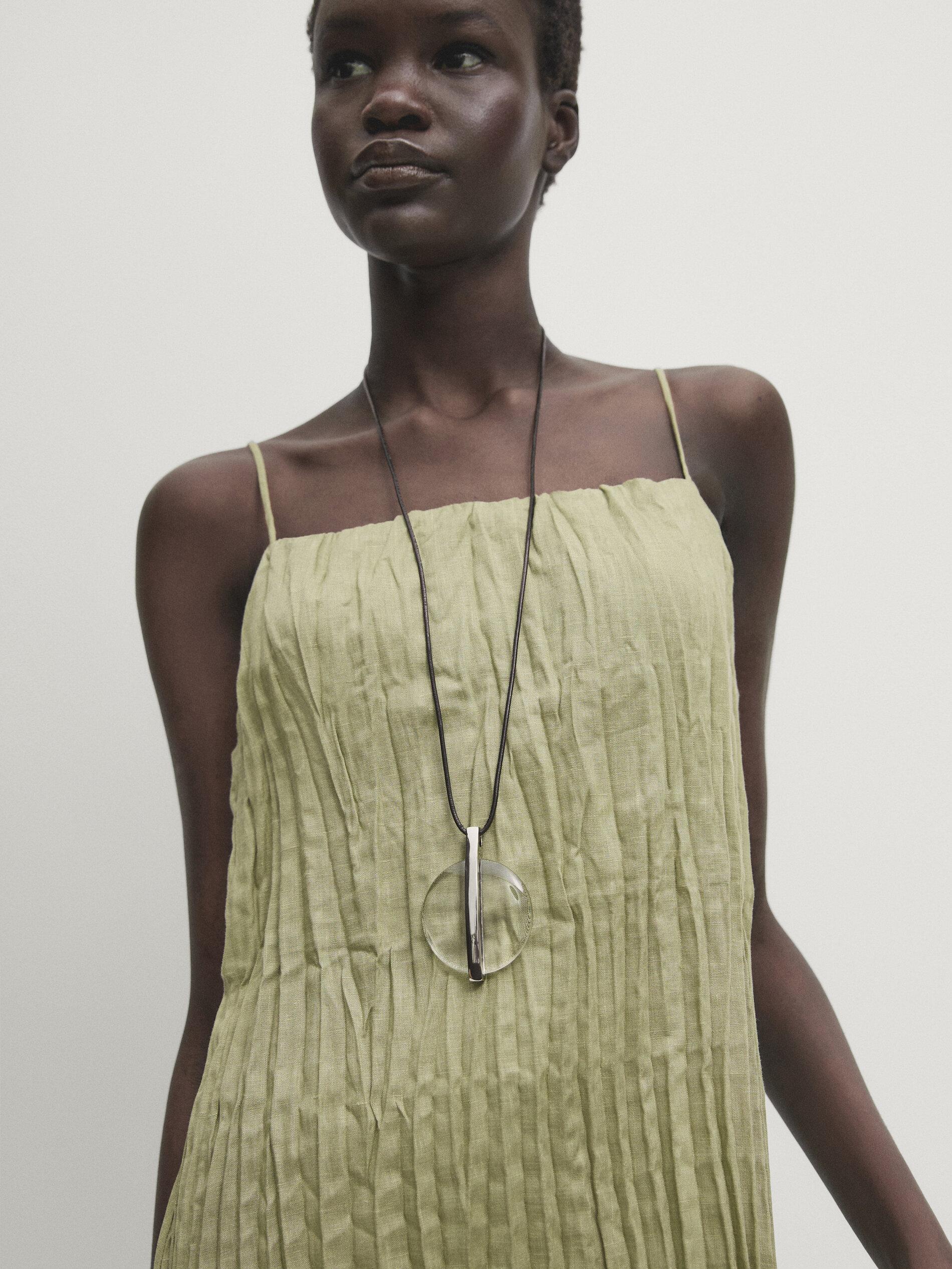 Green Dress Massimo Dutti Pleated Dress Massimo Dutti Pleated Tunic Dress  In Pale Green ModeSens