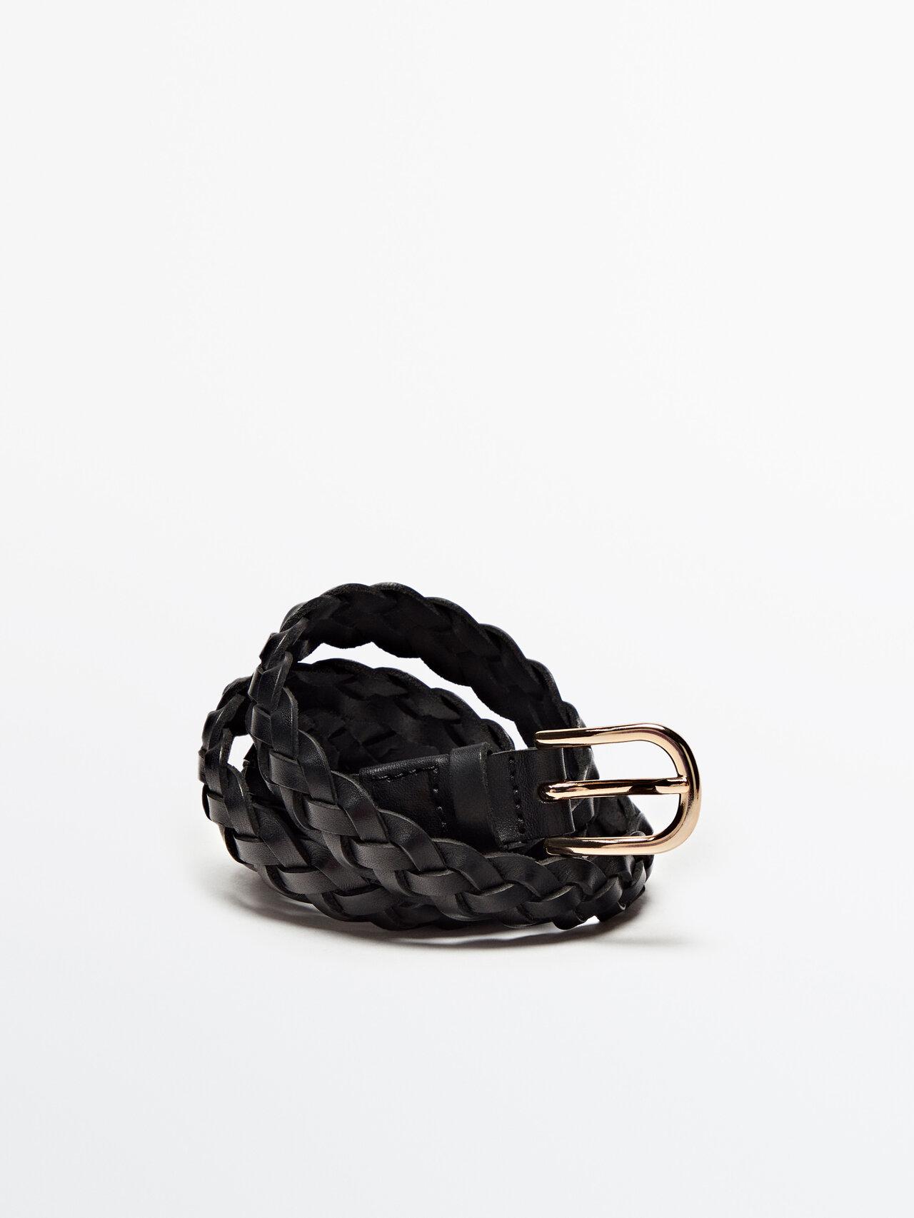 MASSIMO DUTTI Braided Leather Belt in White | Lyst