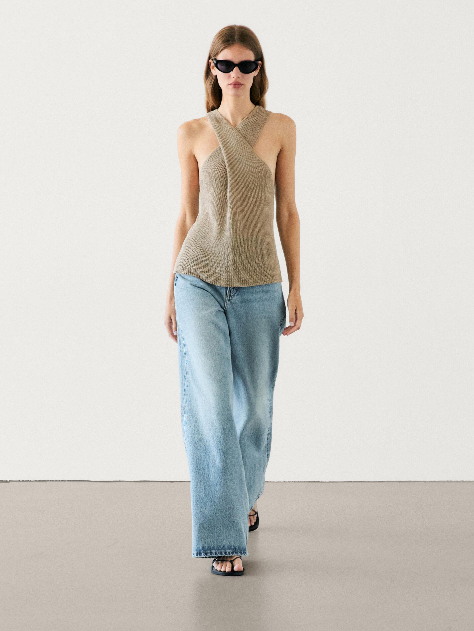 Top Halter Cruzado MASSIMO DUTTI de color Azul Lyst