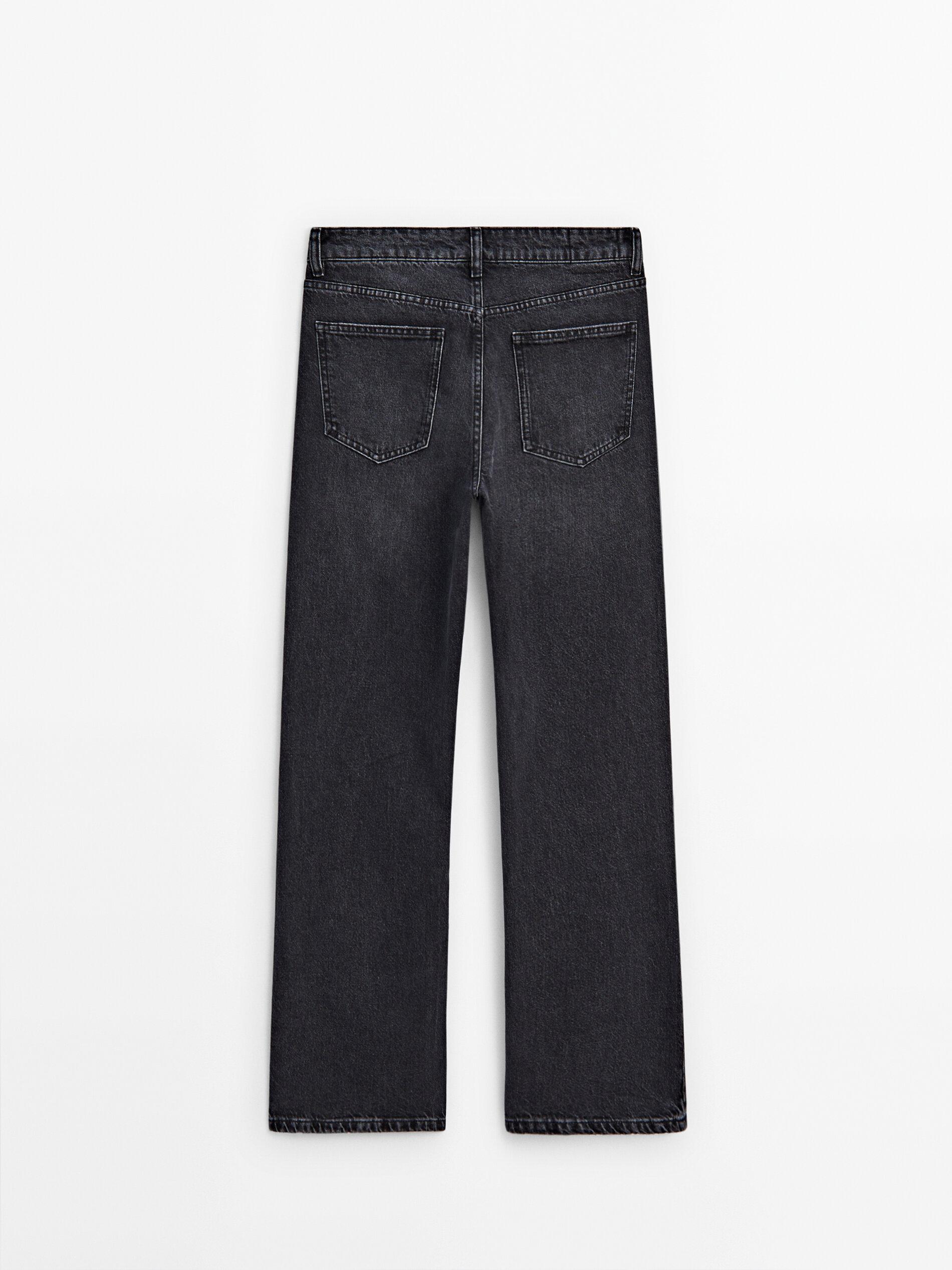 MASSIMO DUTTI Mid-Rise Wide-Leg Full Length Jeans in Black | Lyst