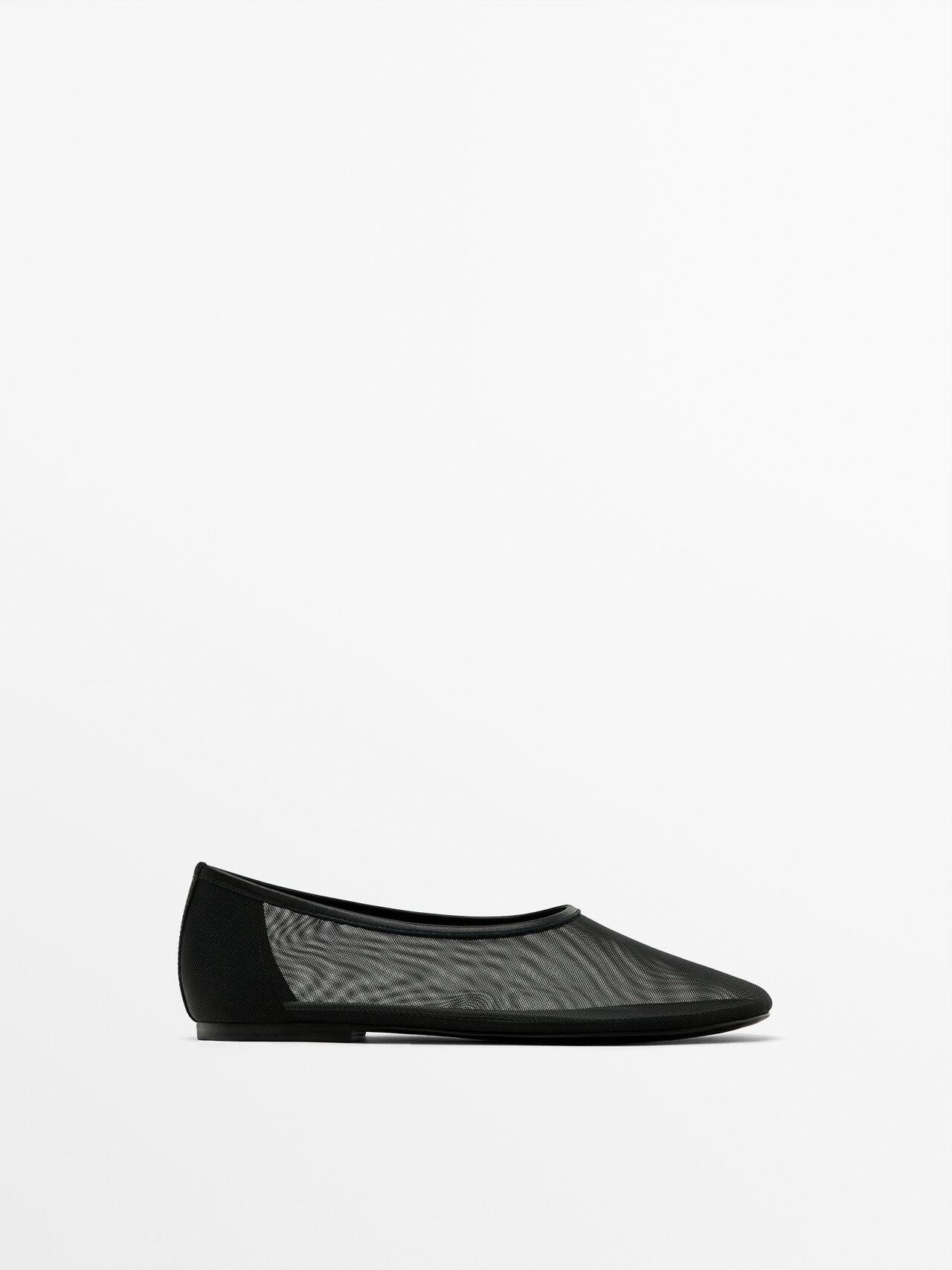 MASSIMO DUTTI Mesh Ballet Flats in White | Lyst