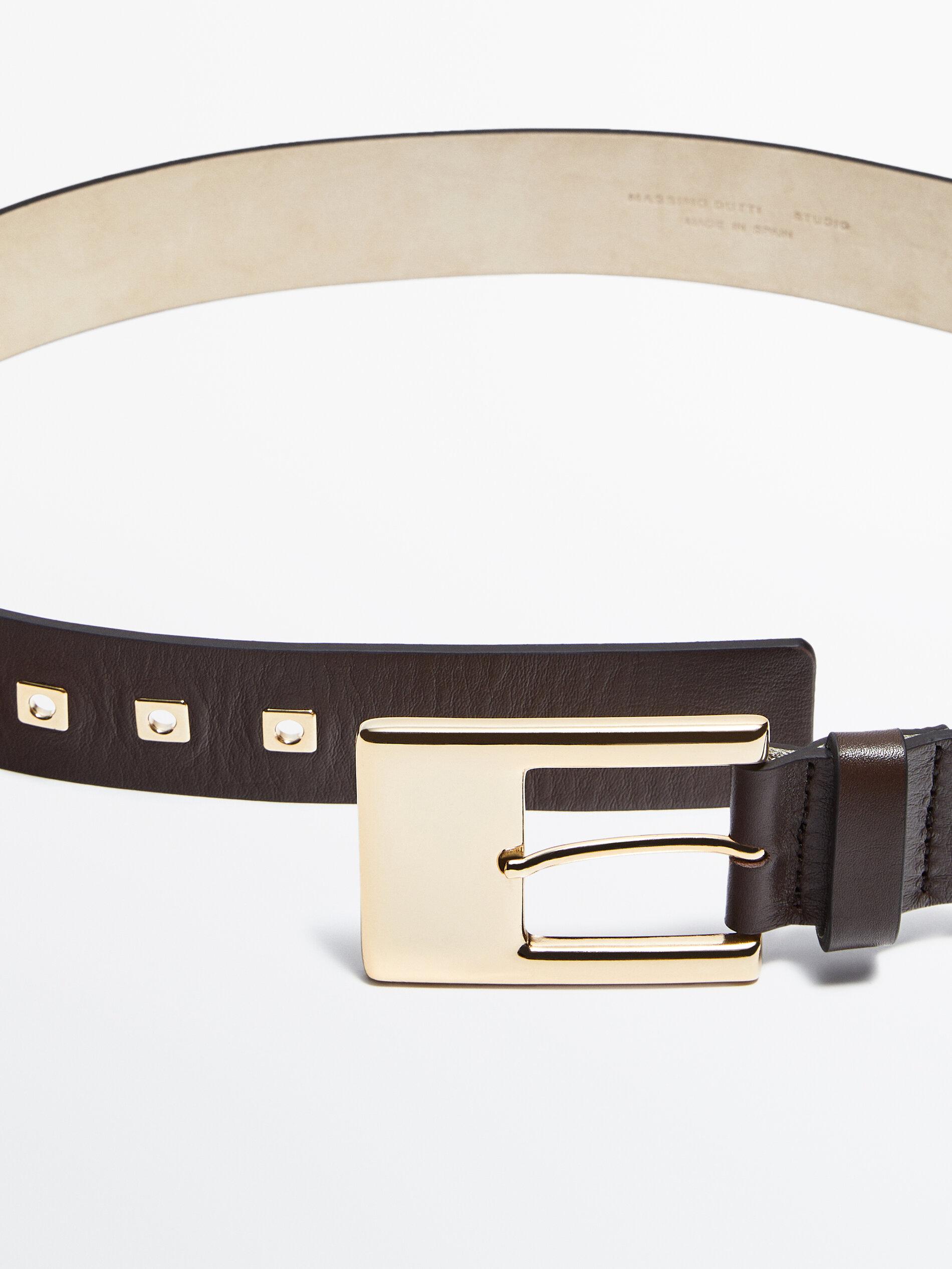 Braided leather belt - Massimo Dutti