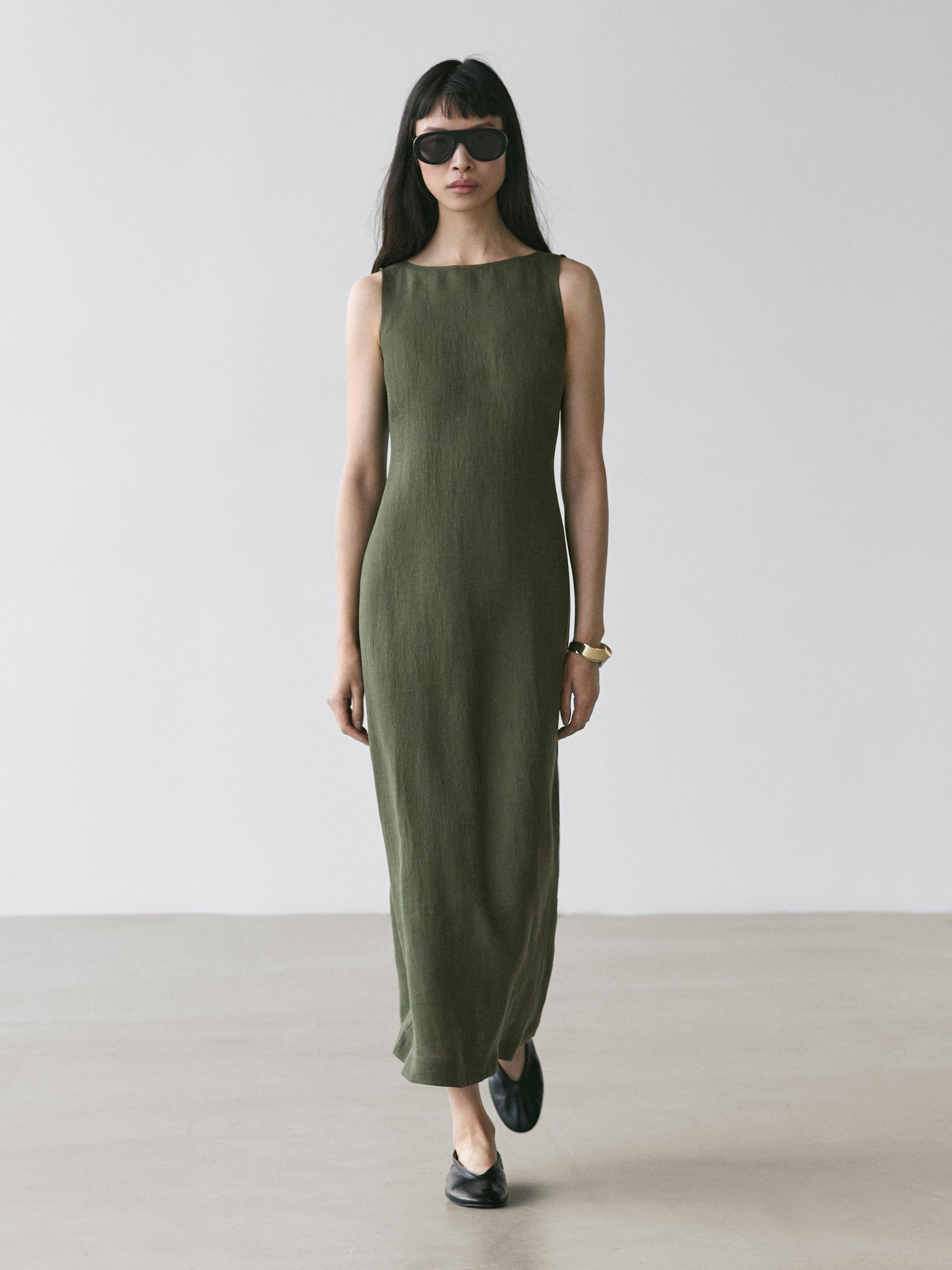 massimo dutti green linen dress Flowing Sarouel Trousers in Emilia Wickstead