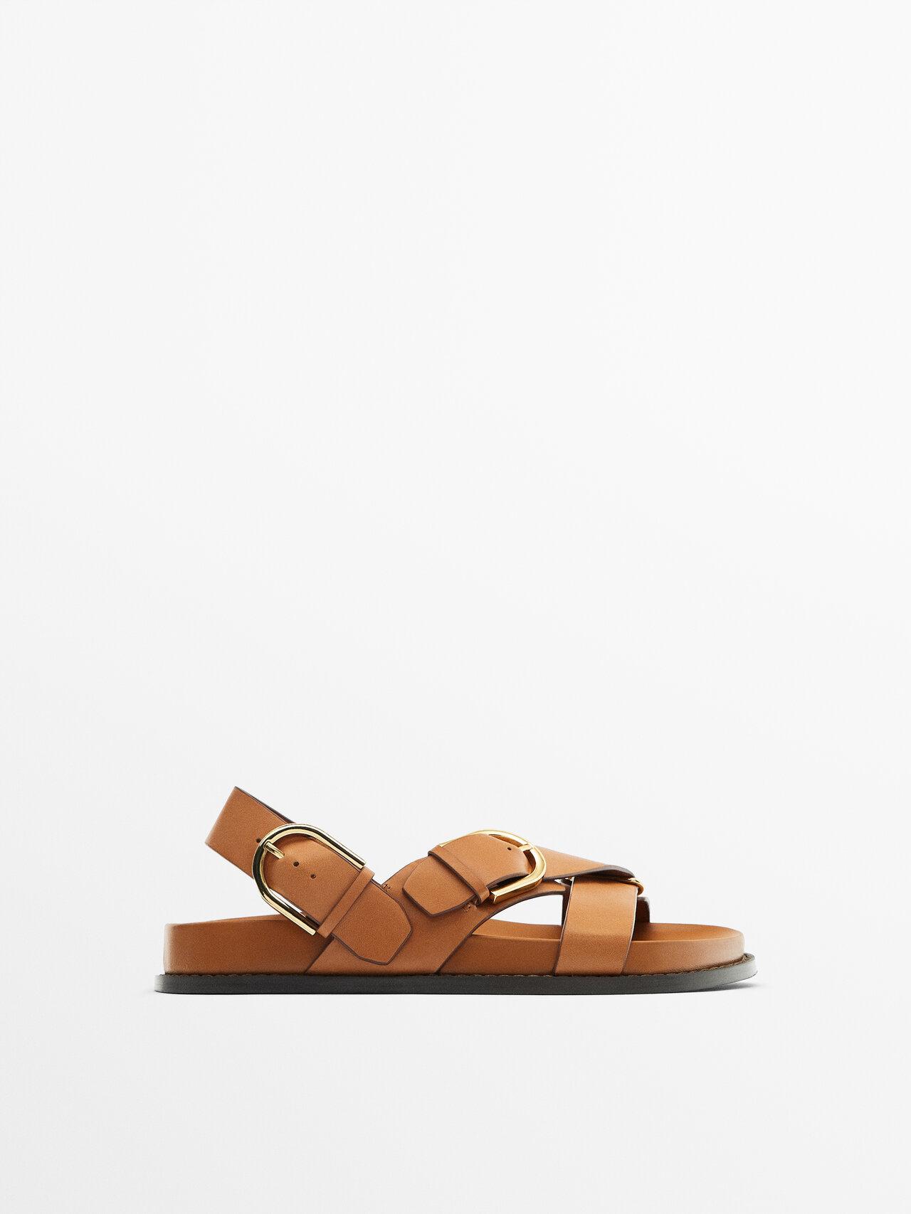 MASSIMO DUTTI Criss-cross Sandals With Buckles in White | Lyst