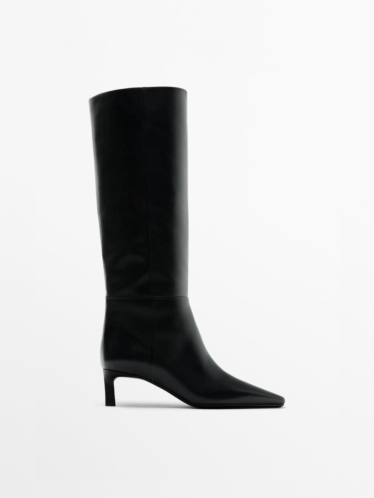 MASSIMO DUTTI Low-heel Boots in Black | Lyst