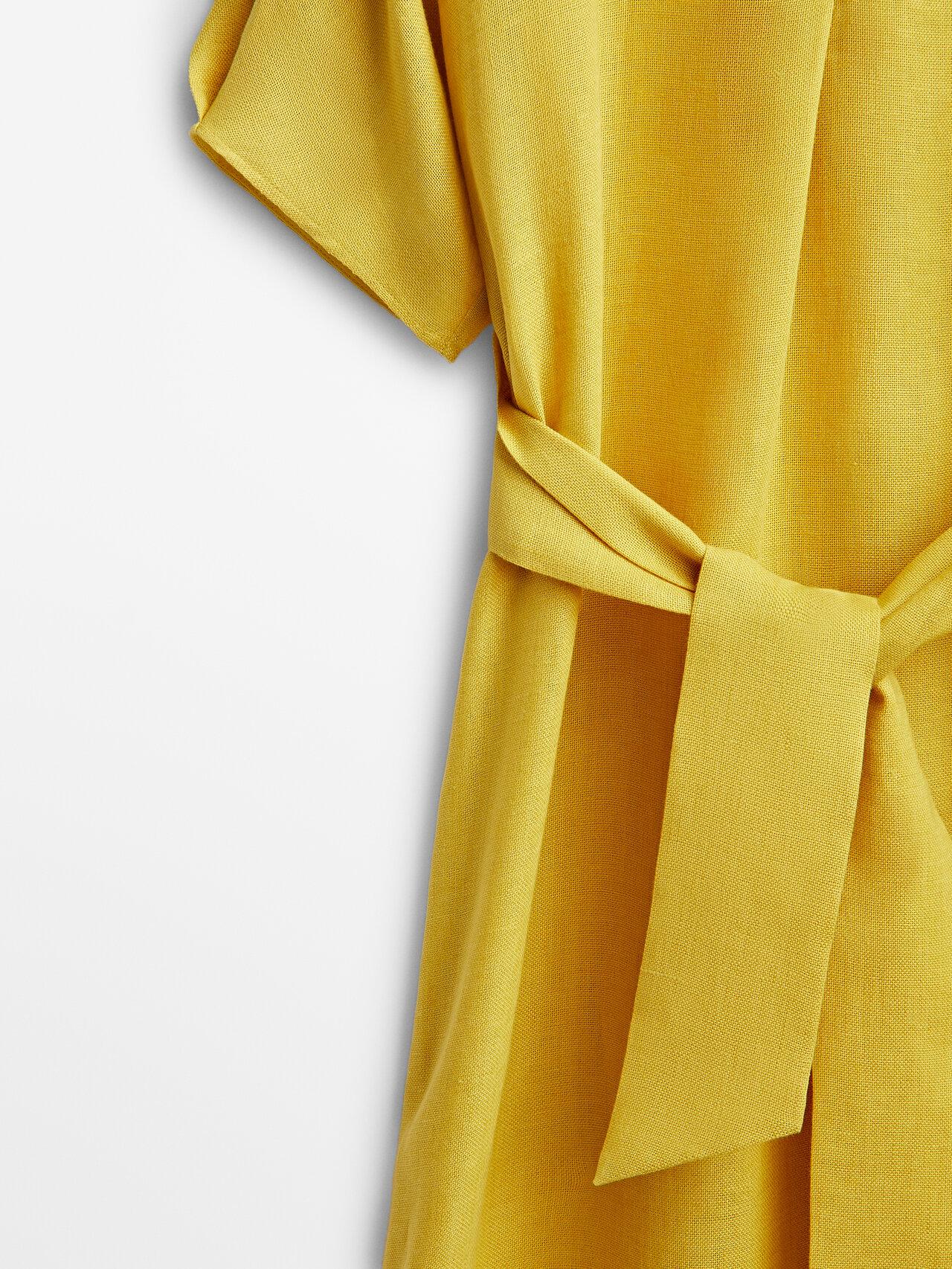 Zara yellow linen on sale dress