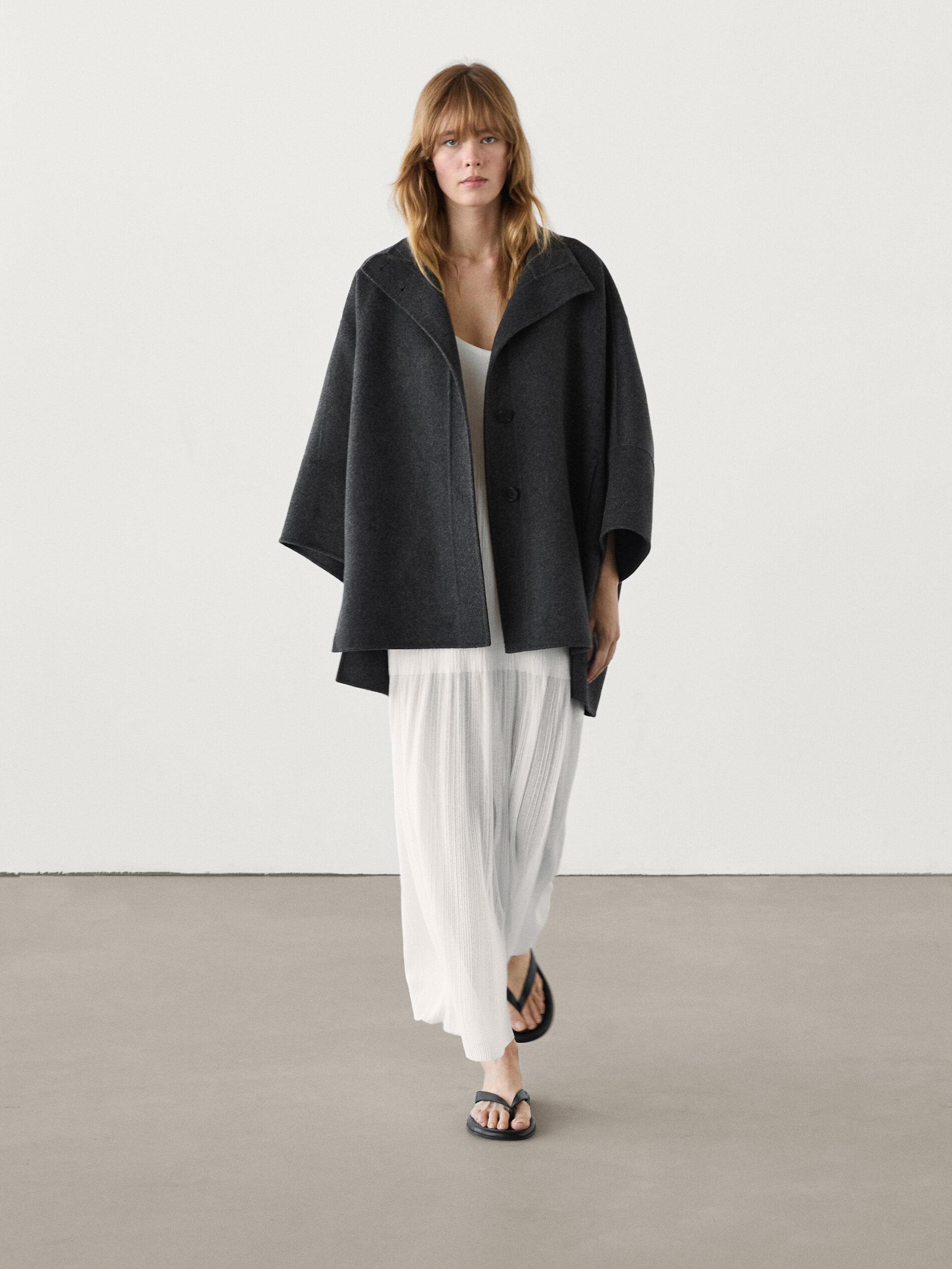 ★ Massimo Dutti★ Wool Blend Cape 06352664742 MASSIMO DUTTI Wool Blend Voluminous Cape in Blue | Lyst UK