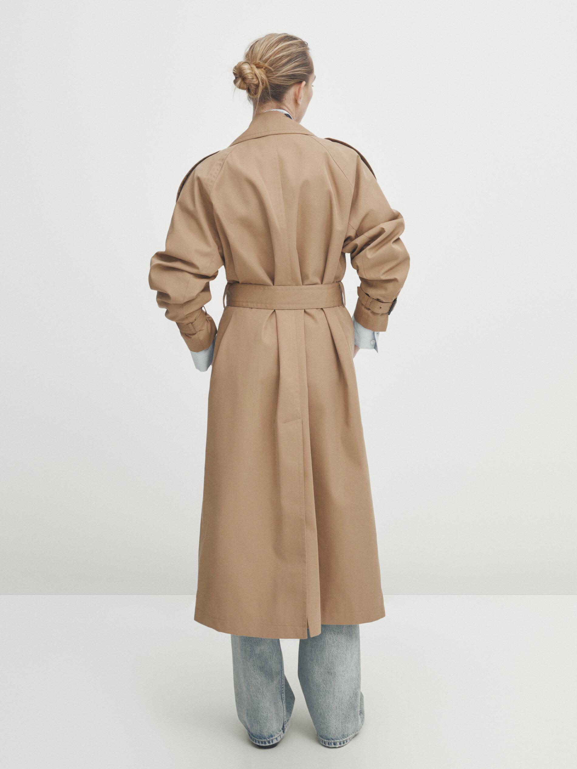 MASSIMO DUTTI Voluminous Trench Coat With Belt in Natural | Lyst