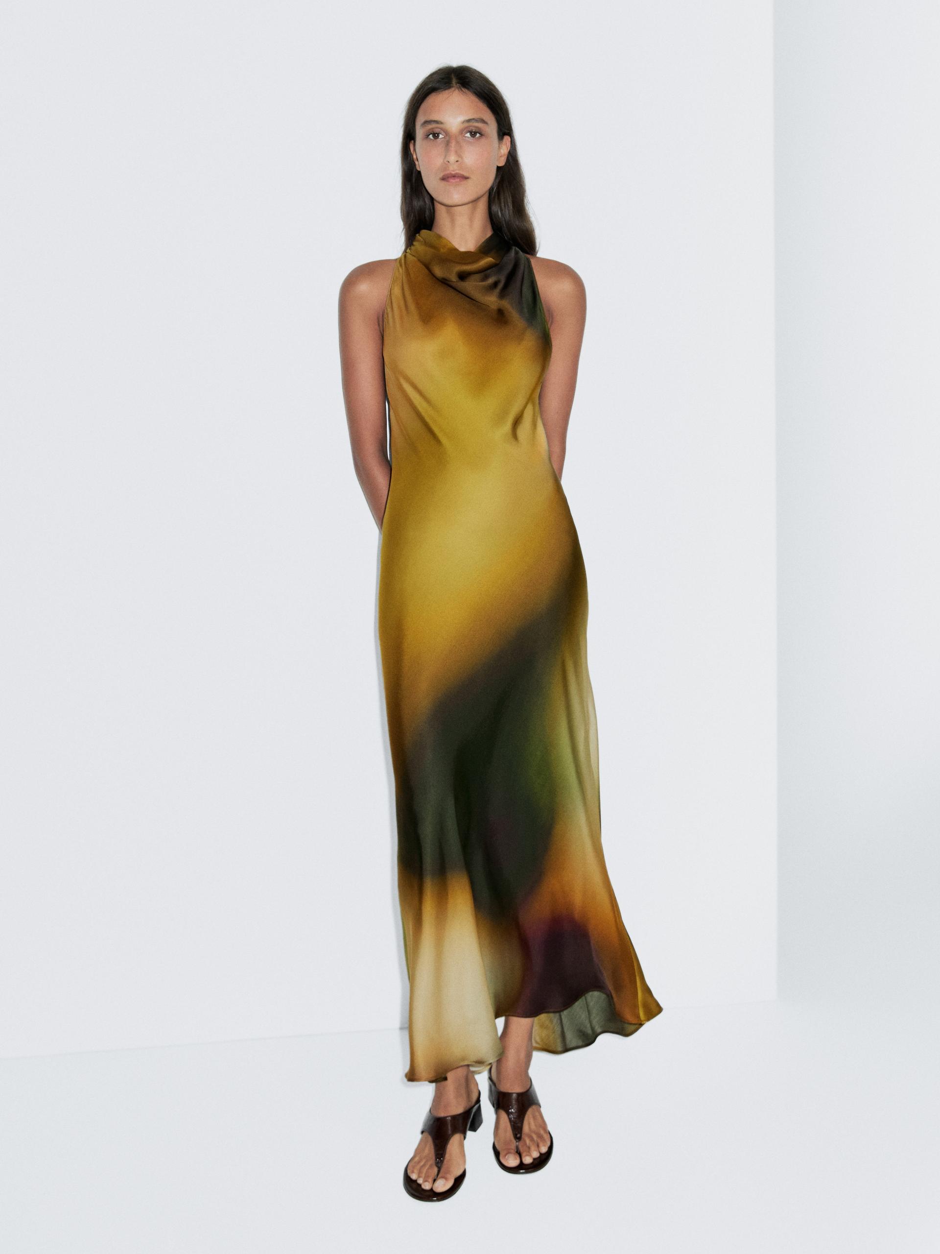 massimo dutti long flared halter dress Massimo Dutti Studio Long Flared Halter Dress - Grey