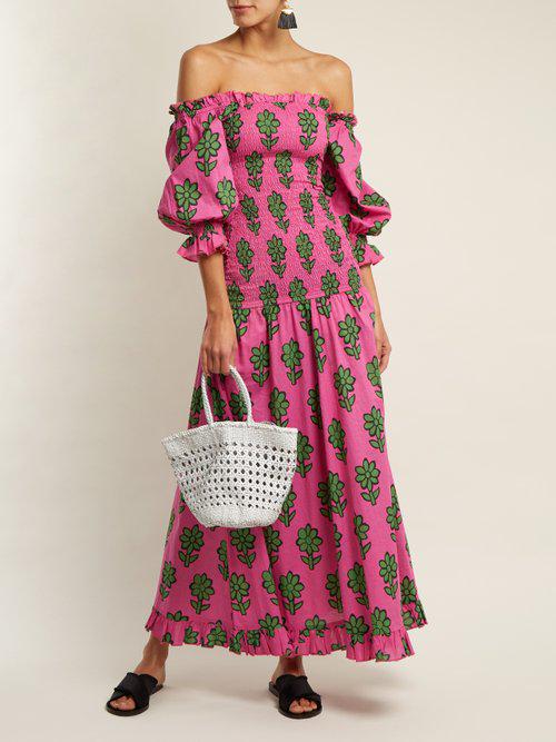 RHODE Cotton Eva Off-shoulder Floral 