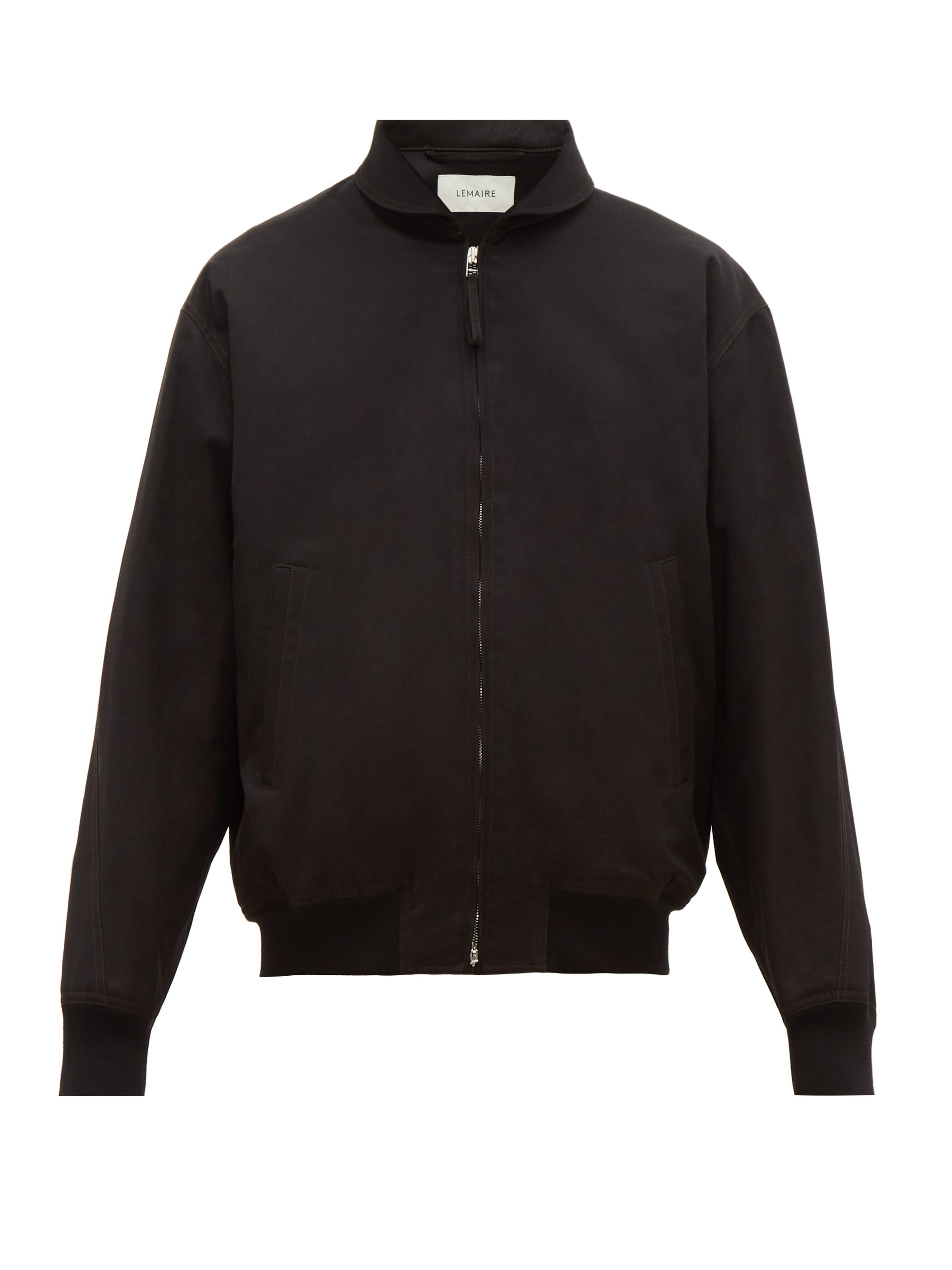 Lemaire Zip Front Cotton Twill Bomber Jacket in Black for Men - Lyst