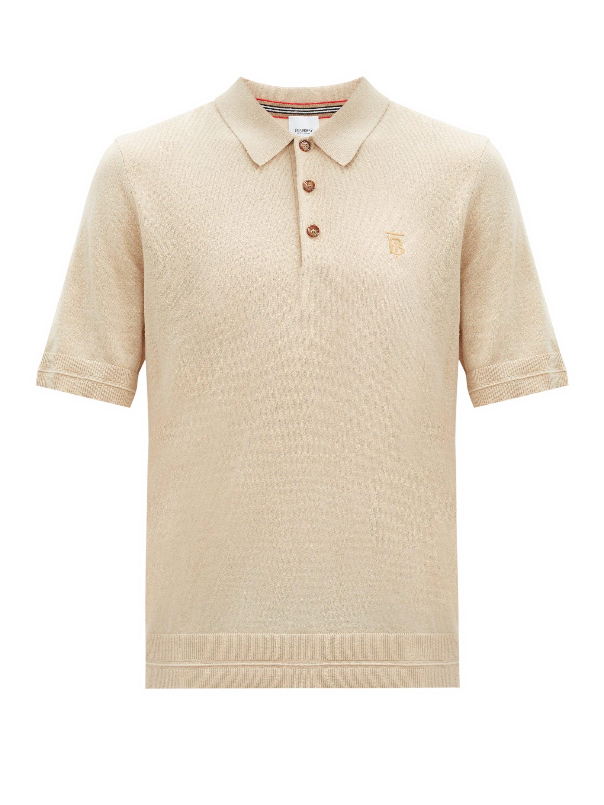 Burberry Burnham Logo-embroidered Cashmere Polo Shirt in Beige (Natural ...