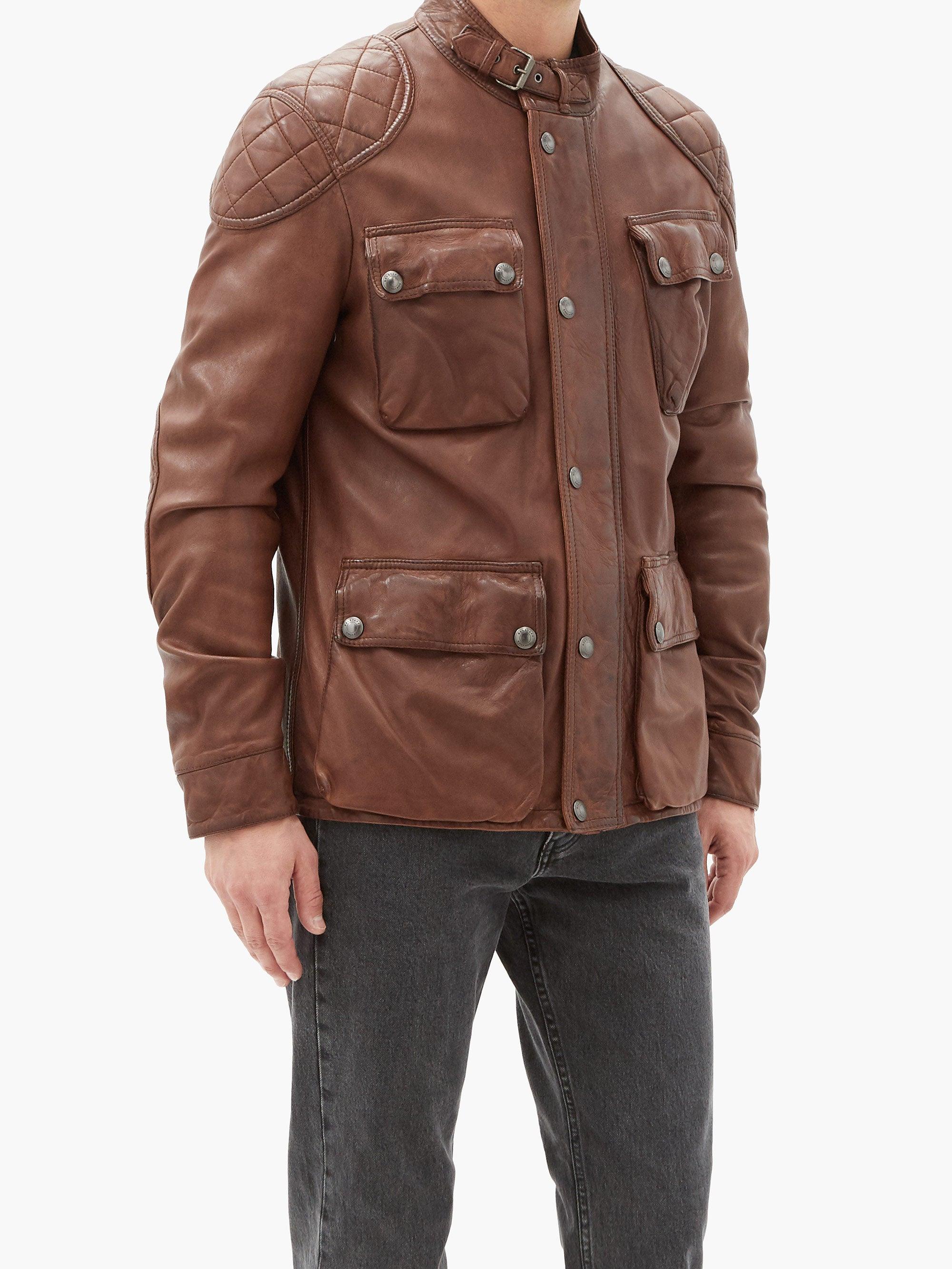 Belstaff Fieldbrook 2.0 Quilted Leather Jacket in Brown for Men | Lyst