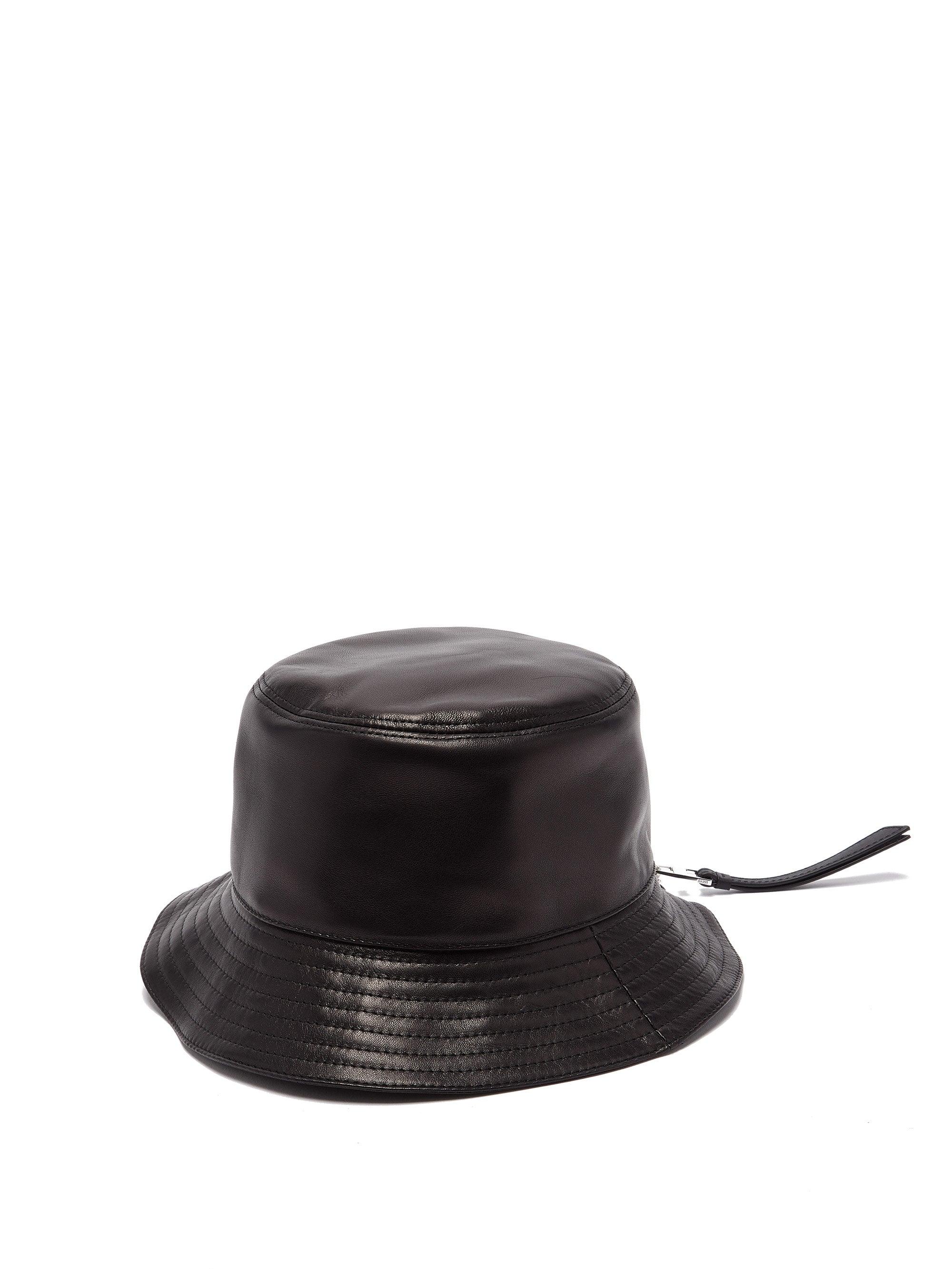 Loewe Fisherman Leather Bucket Hat in Black | Lyst