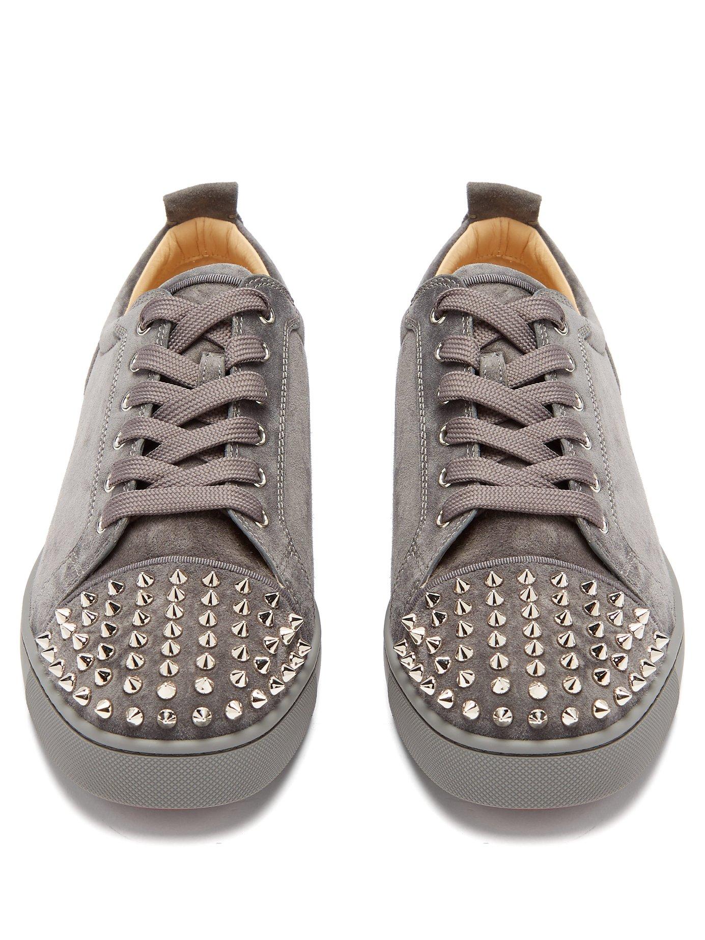 Christian Louboutin Louis Junior Spiked Suede Sneakers in Gray for Men |  Lyst