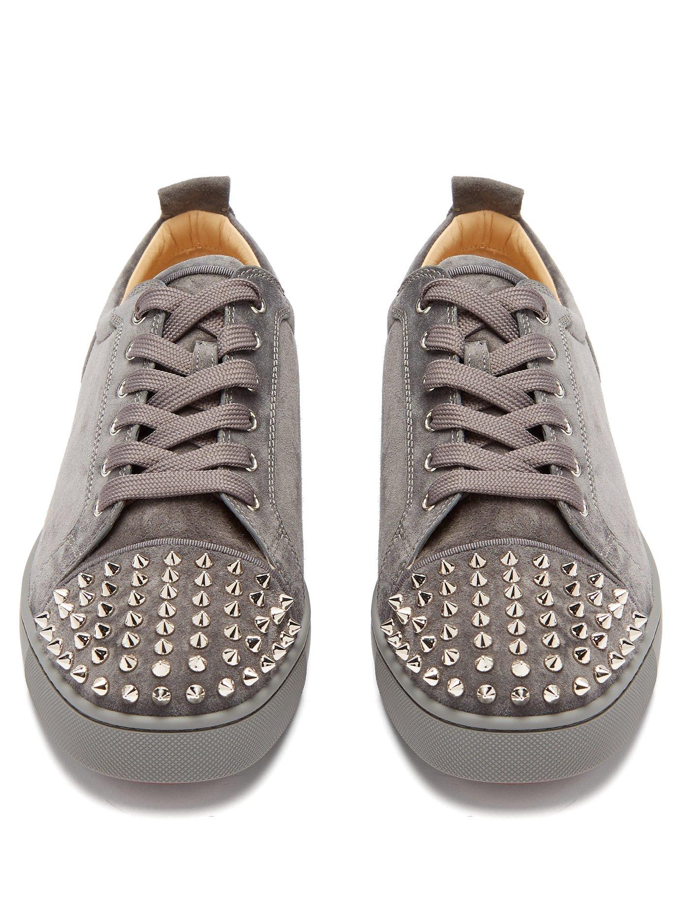 Christian Louboutin Louis Junior Spikes Sneakers in Grey Leather ref.753881  - Joli Closet