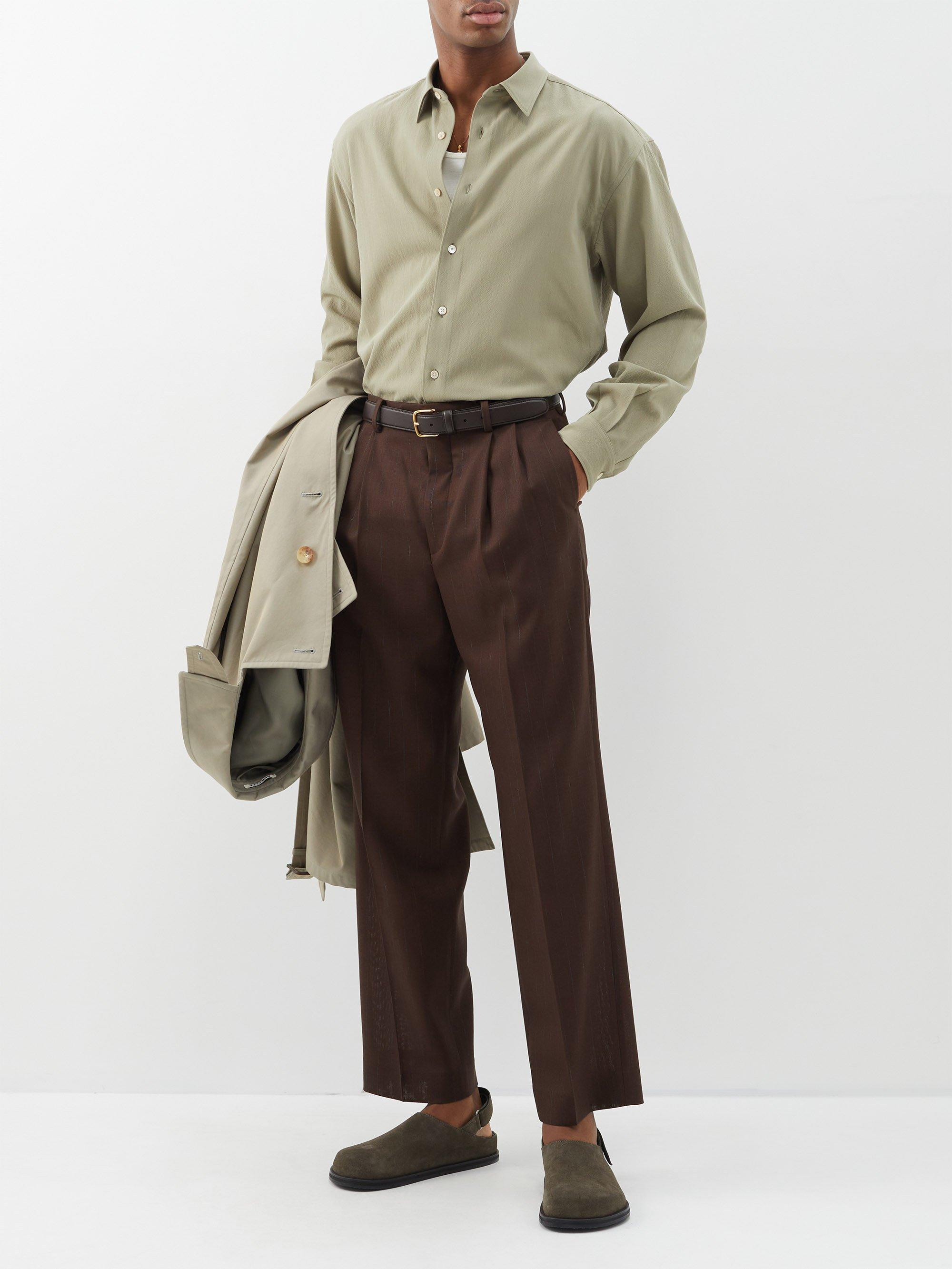 AURALEE Hard Twist Wool Shirt in Natural for Men | Lyst