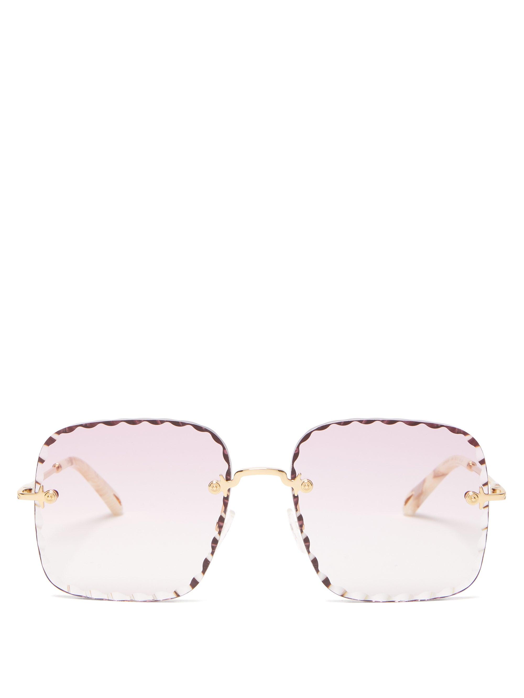 クロエ　59mm Rosie Square Sunglasses Square Sunglasses Chloe Rosie Scalloped Sunglasses CHLOE