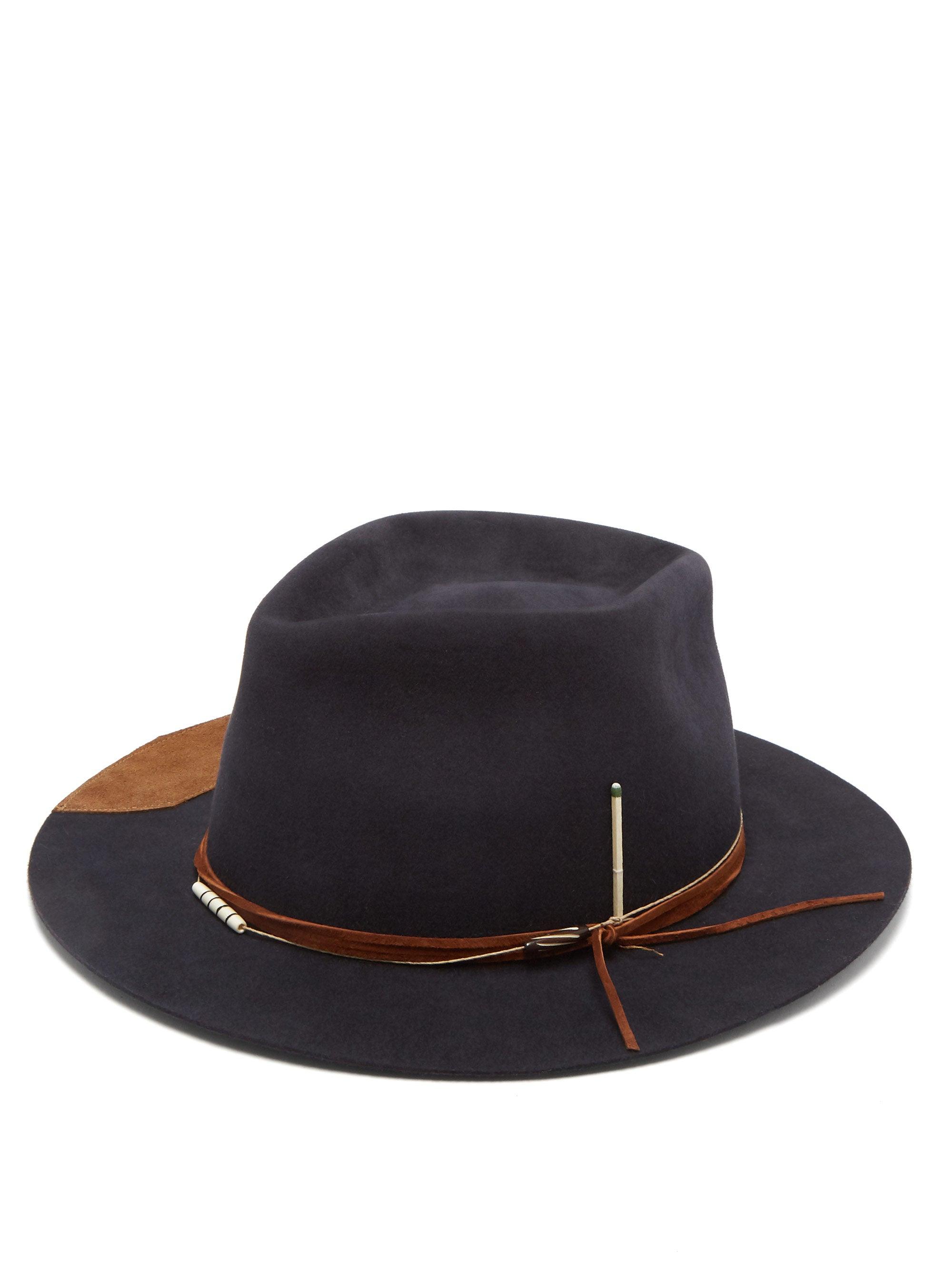 Nick Fouquet Fletcher Felt & Leather Fedora Hat in Navy (Blue) for Men ...