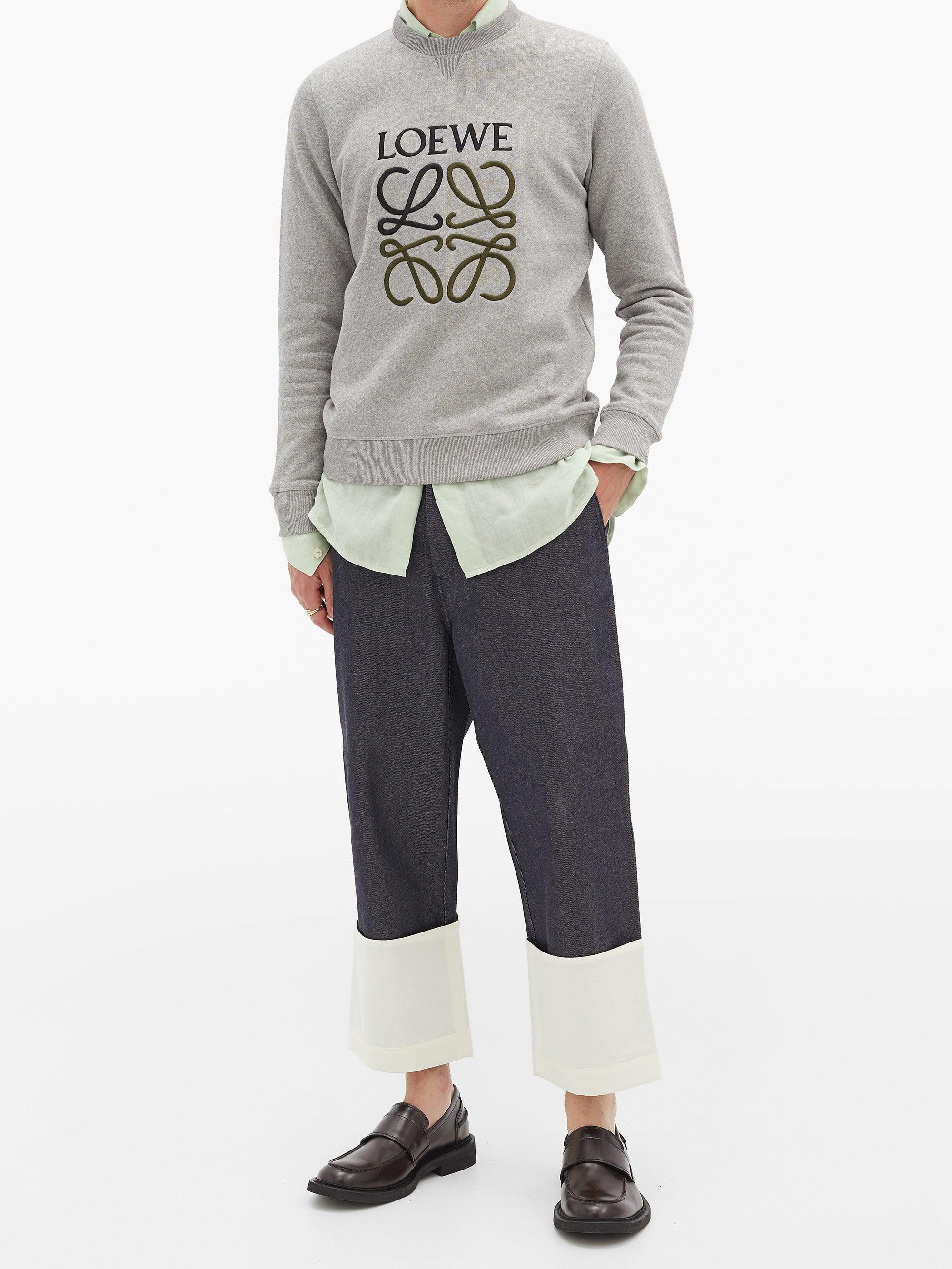 Loewe Anagramembroidered Cottonjersey Sweatshirt in Grey (Gray) for