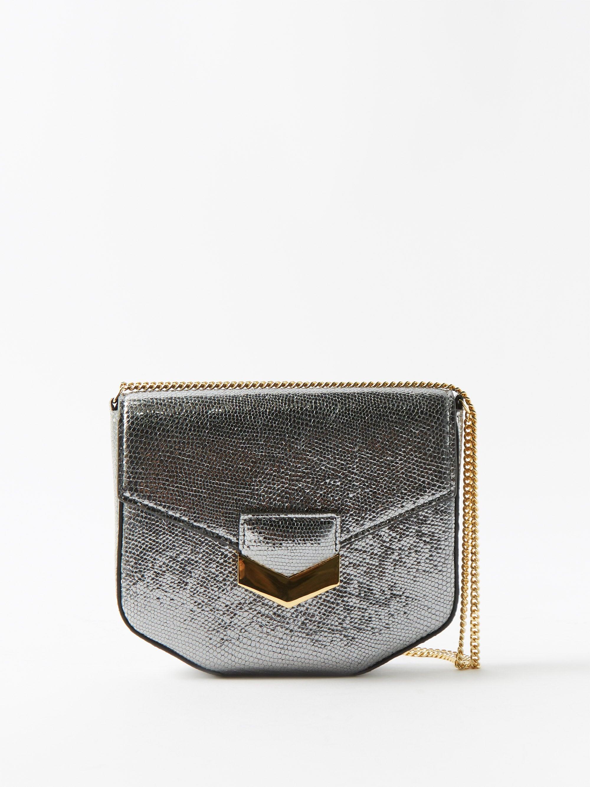DeMellier London Mini Metallic-leather Cross-body Bag in Gray | Lyst