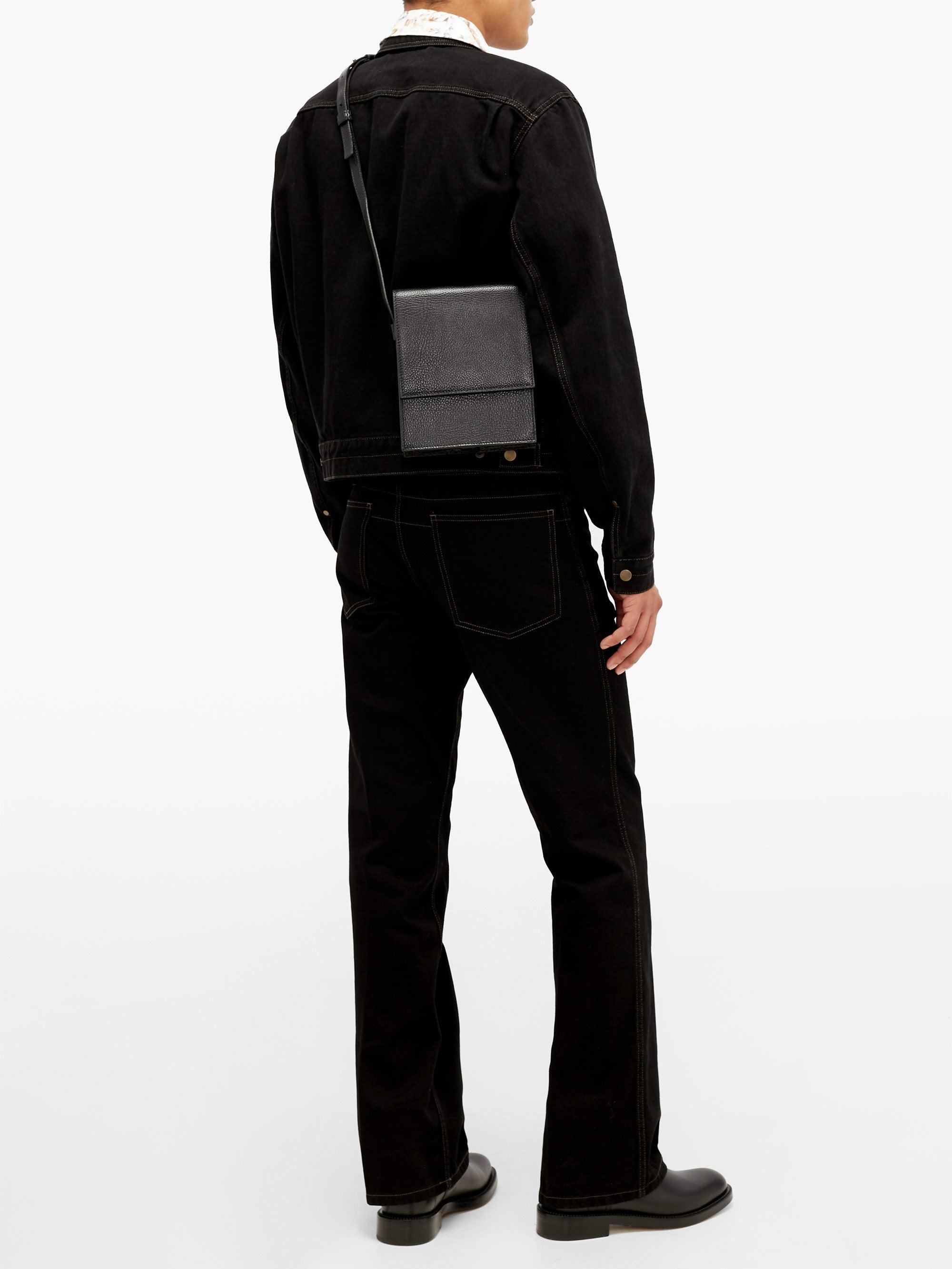 Lemaire Grained-leather Cross-body Bag in Black for Men | Lyst
