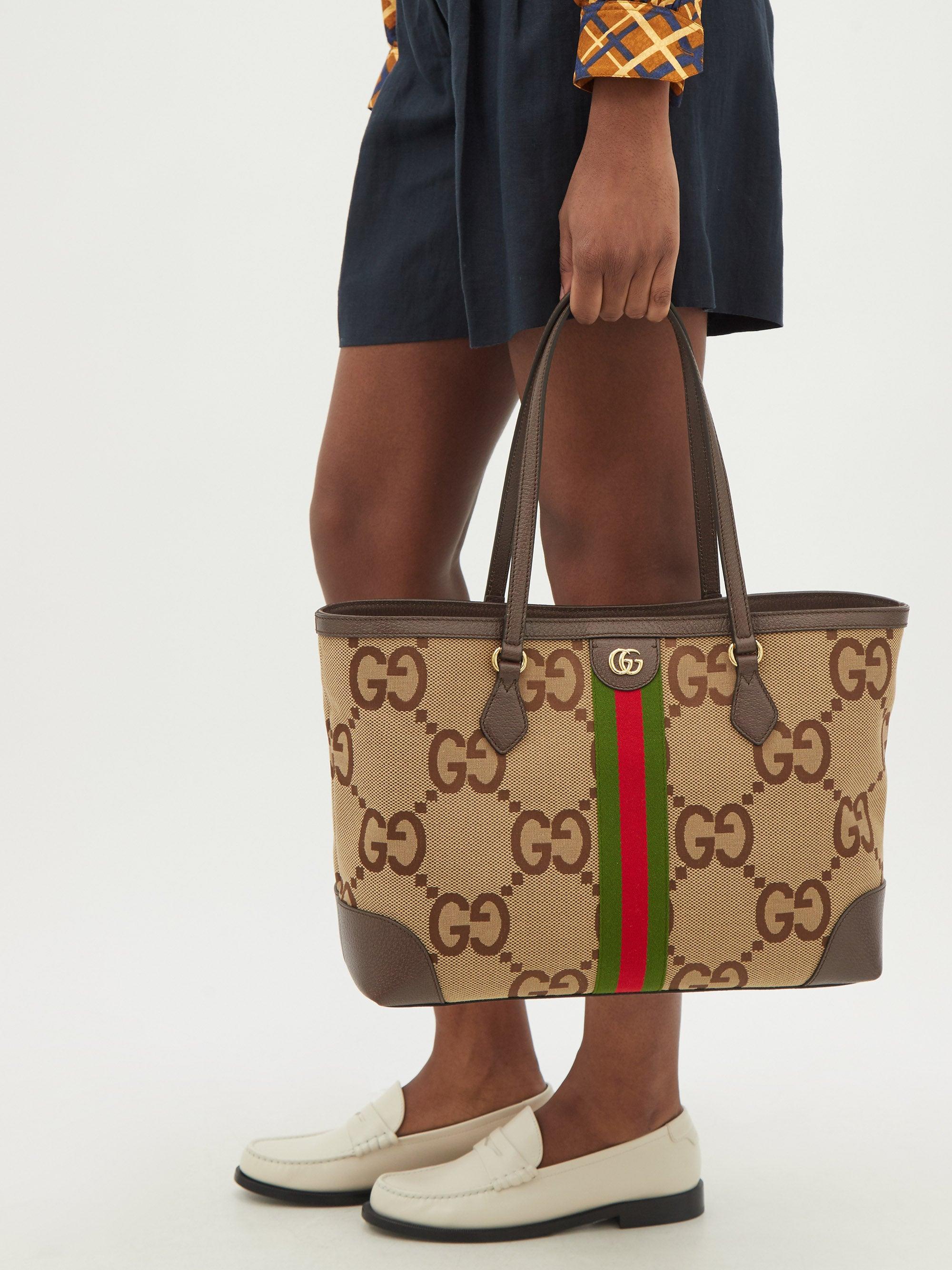 Authentic Gucci Ophidia Jumbo GG Canvas Tote Purse Brown GORGEOUS !!!