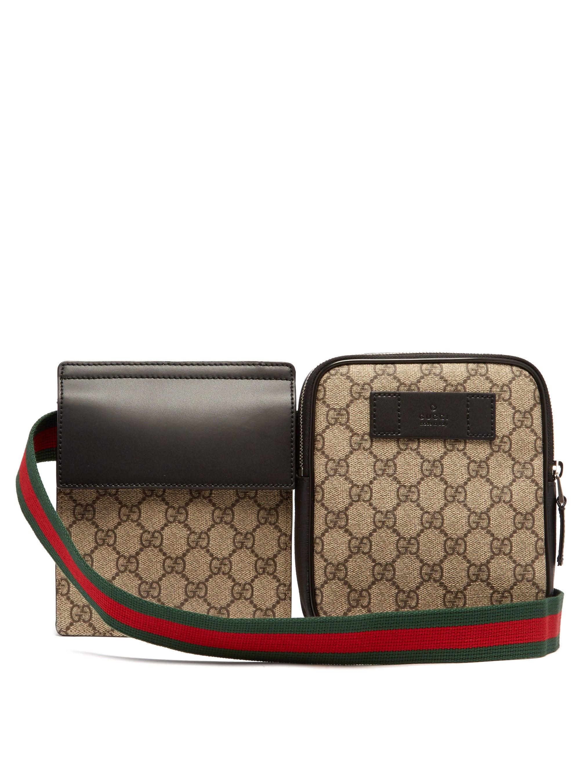 Gucci GG Supreme Web-striped Belt Bag in Natural for Men | Lyst