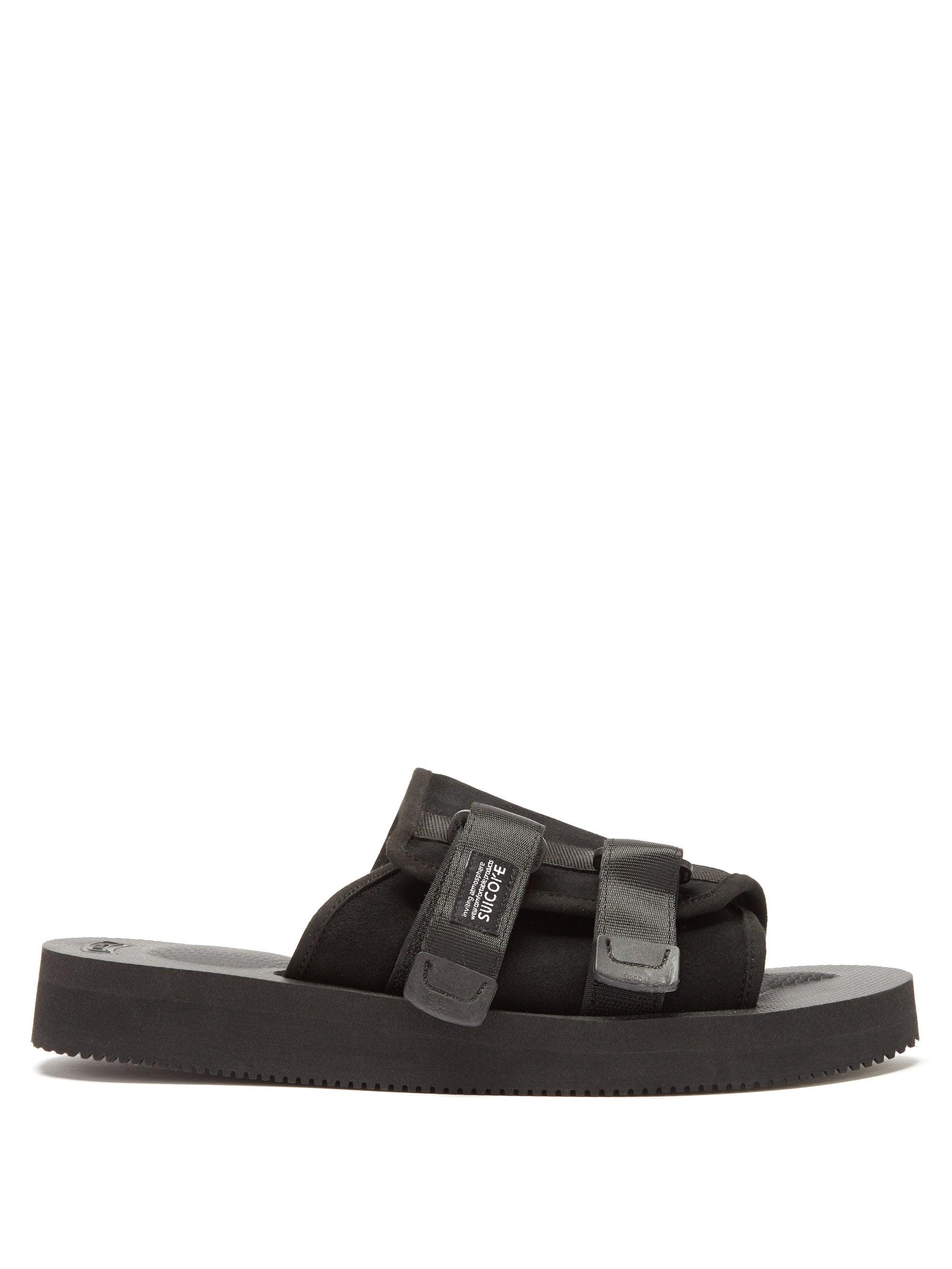 Suicoke Kaw-vs Suede And Leather Sandals in Black for Men - Lyst