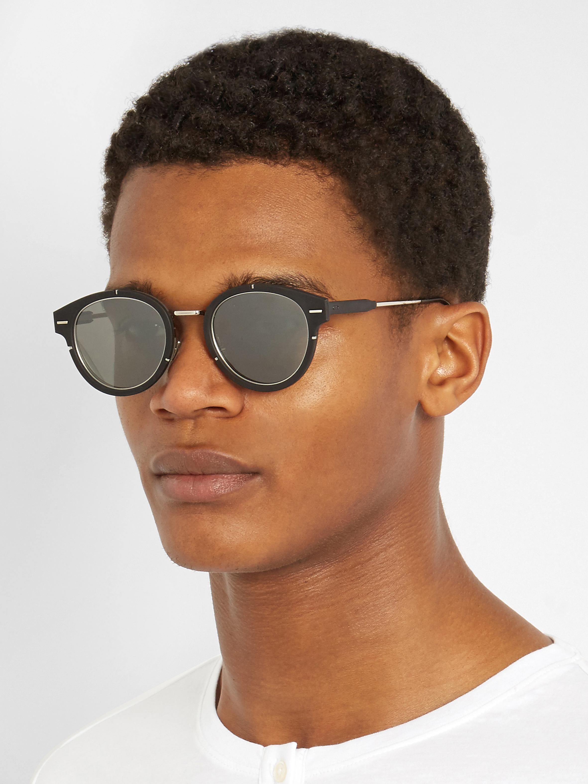 Lyst Dior Homme Magnitude 0 1 Round Frame Sunglasses In