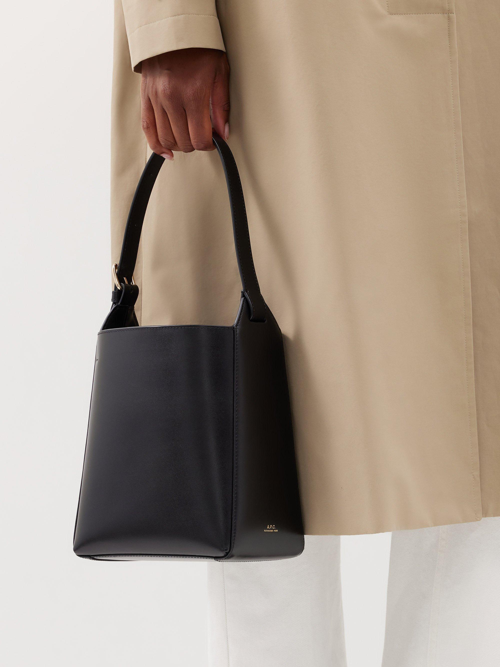 A.P.C. Virginie Small Leather Tote Bag in Black | Lyst