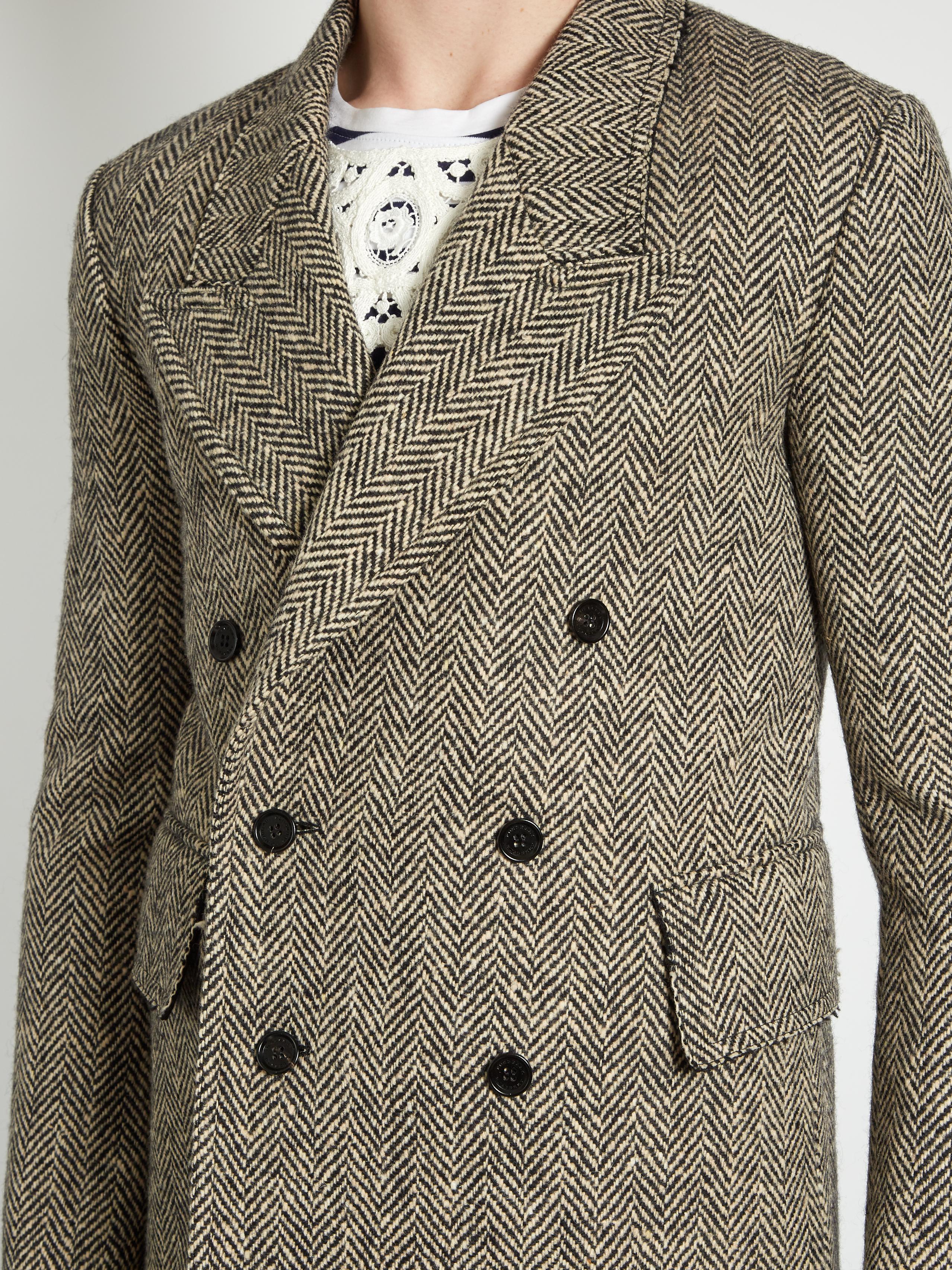 Burberry Double-breasted Herringbone-tweed Blazer in Brown for Men 