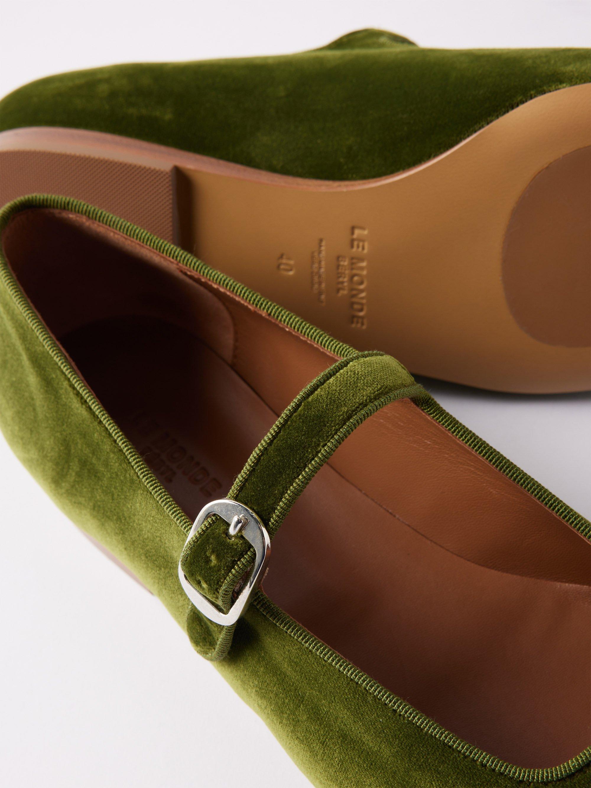 Green velvet mary jane shoes shop