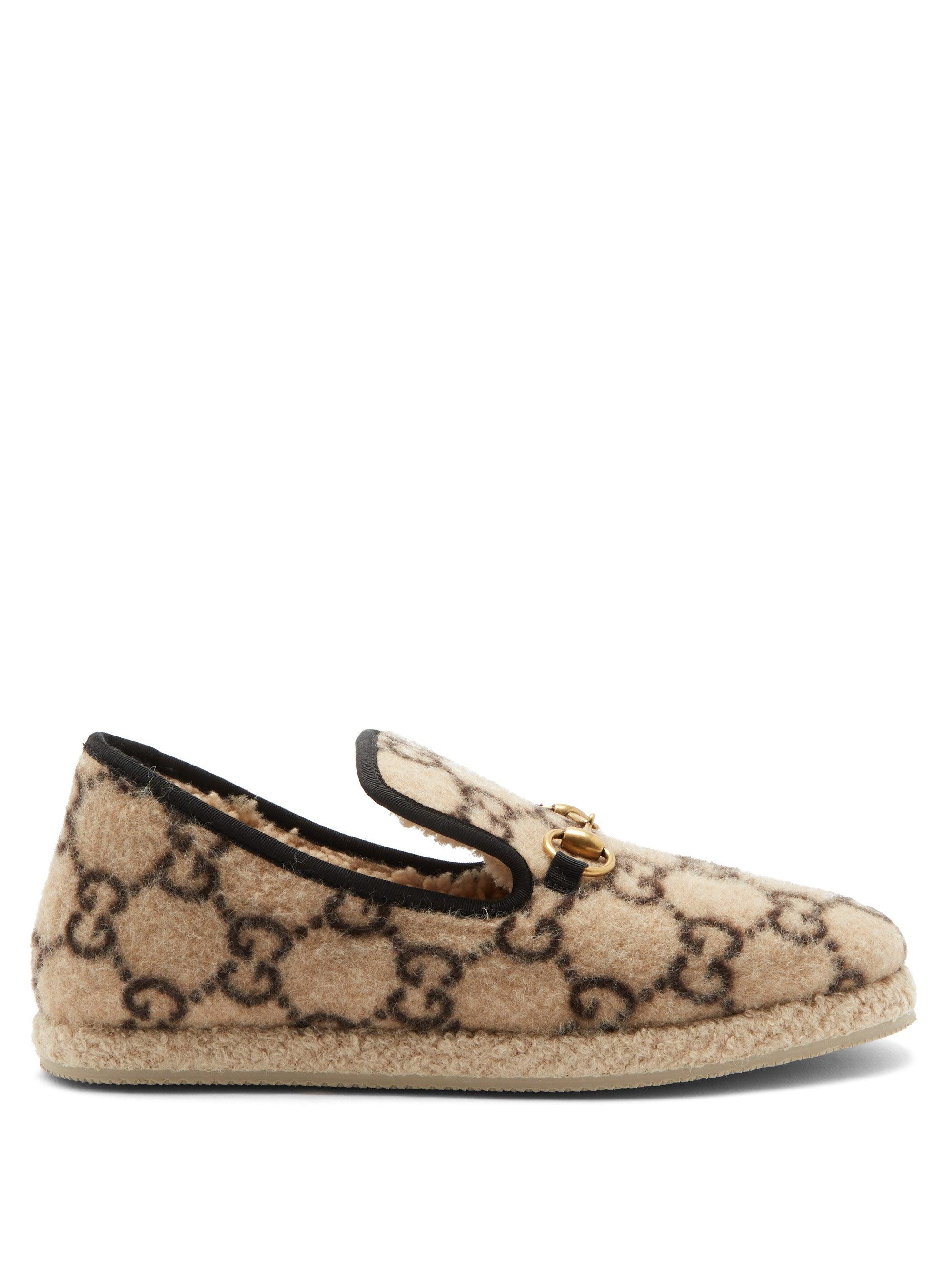 Gucci GG Wool Loafers In Beige in Natural | Lyst