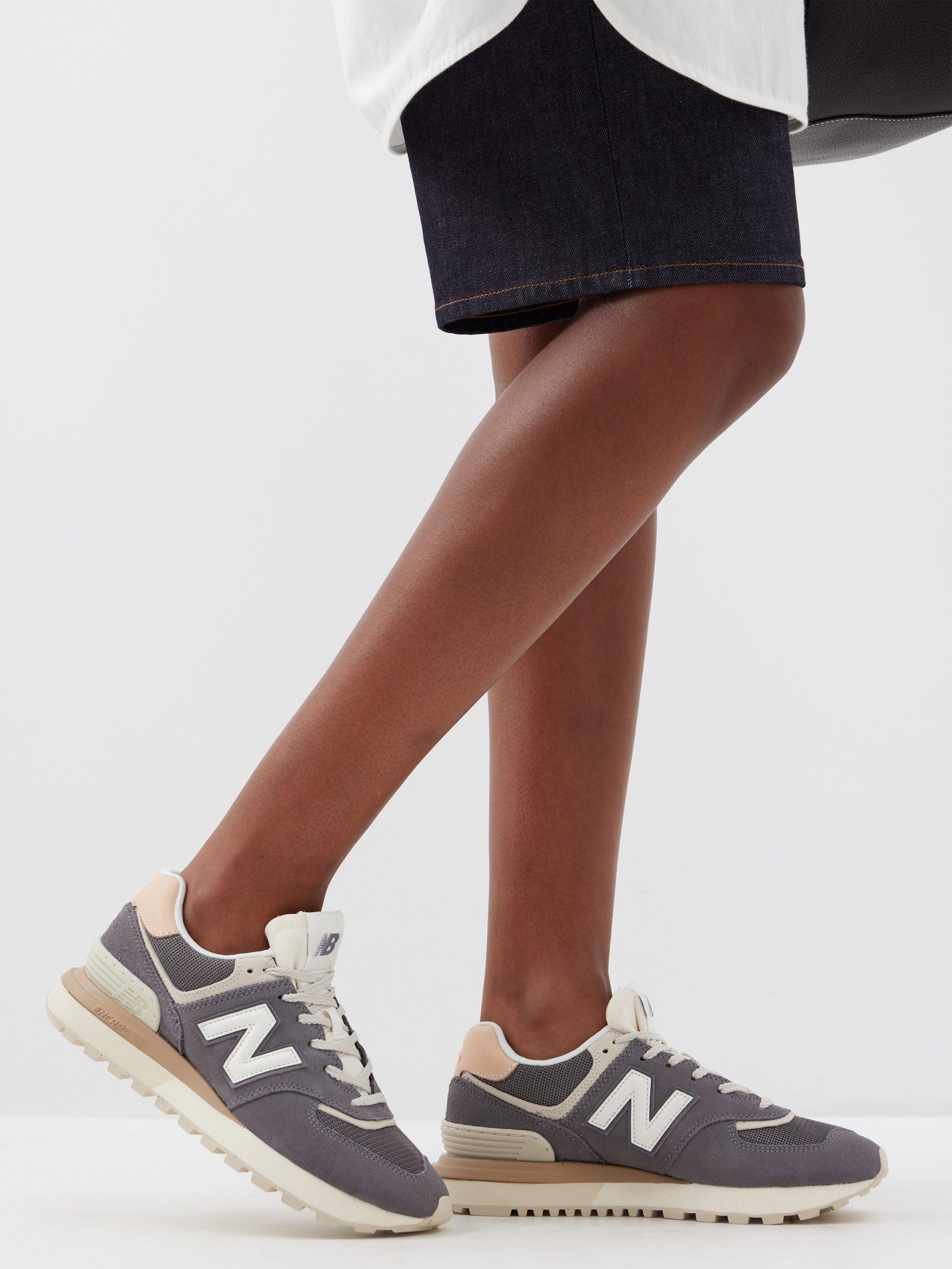 New Balance 574 Suede, Leather And Mesh Trainers in White | Lyst