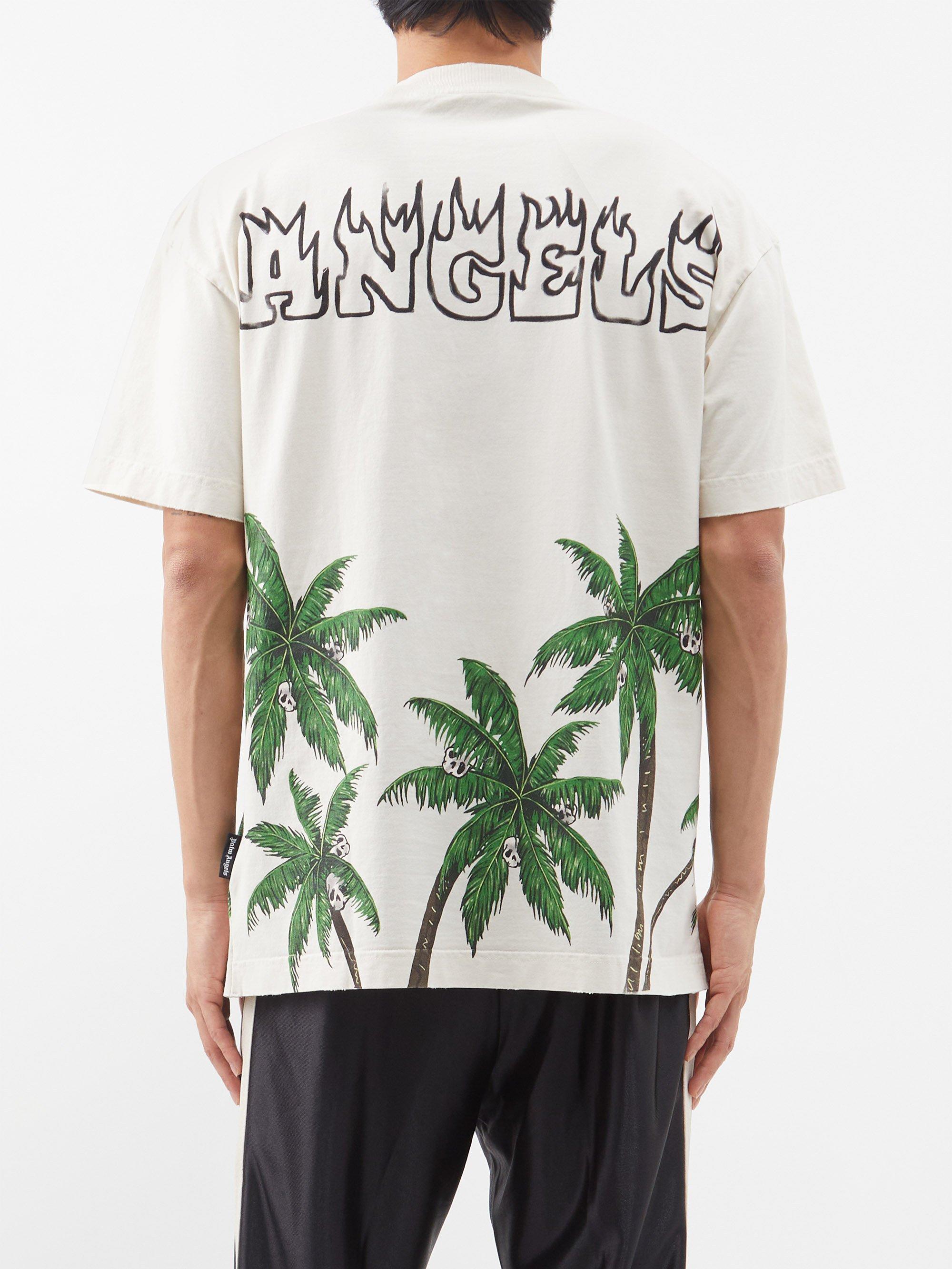 Palm Angels Palm-print Cotton-jersey T-shirt for Men | Lyst