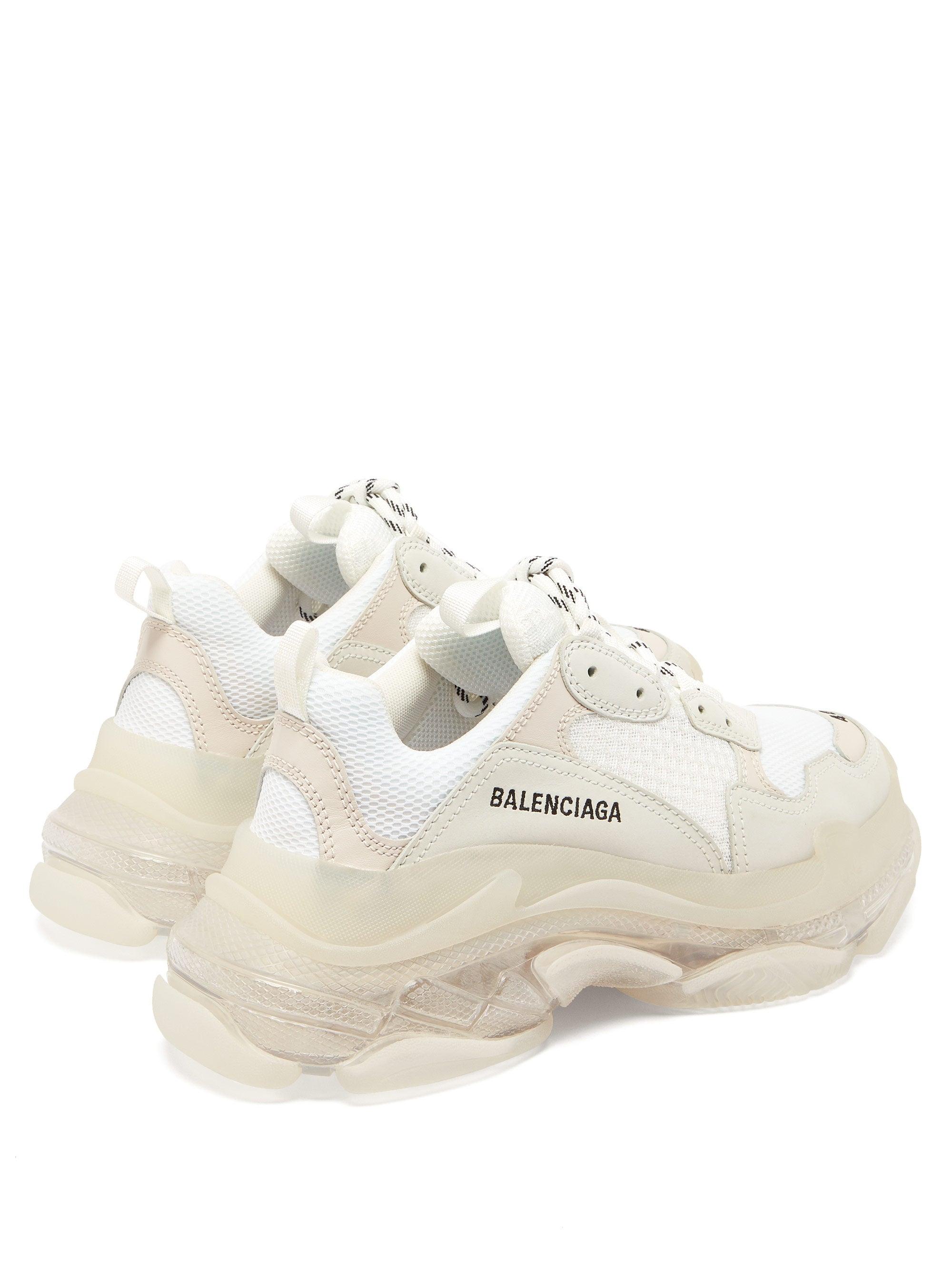 balenciaga white triple s clear sole sneakers