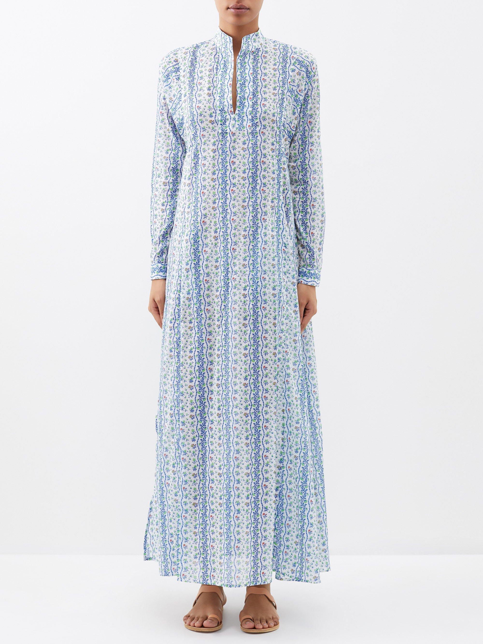 Thierry Colson Parvati Floral-print Cotton-voile Maxi Dress in Blue | Lyst
