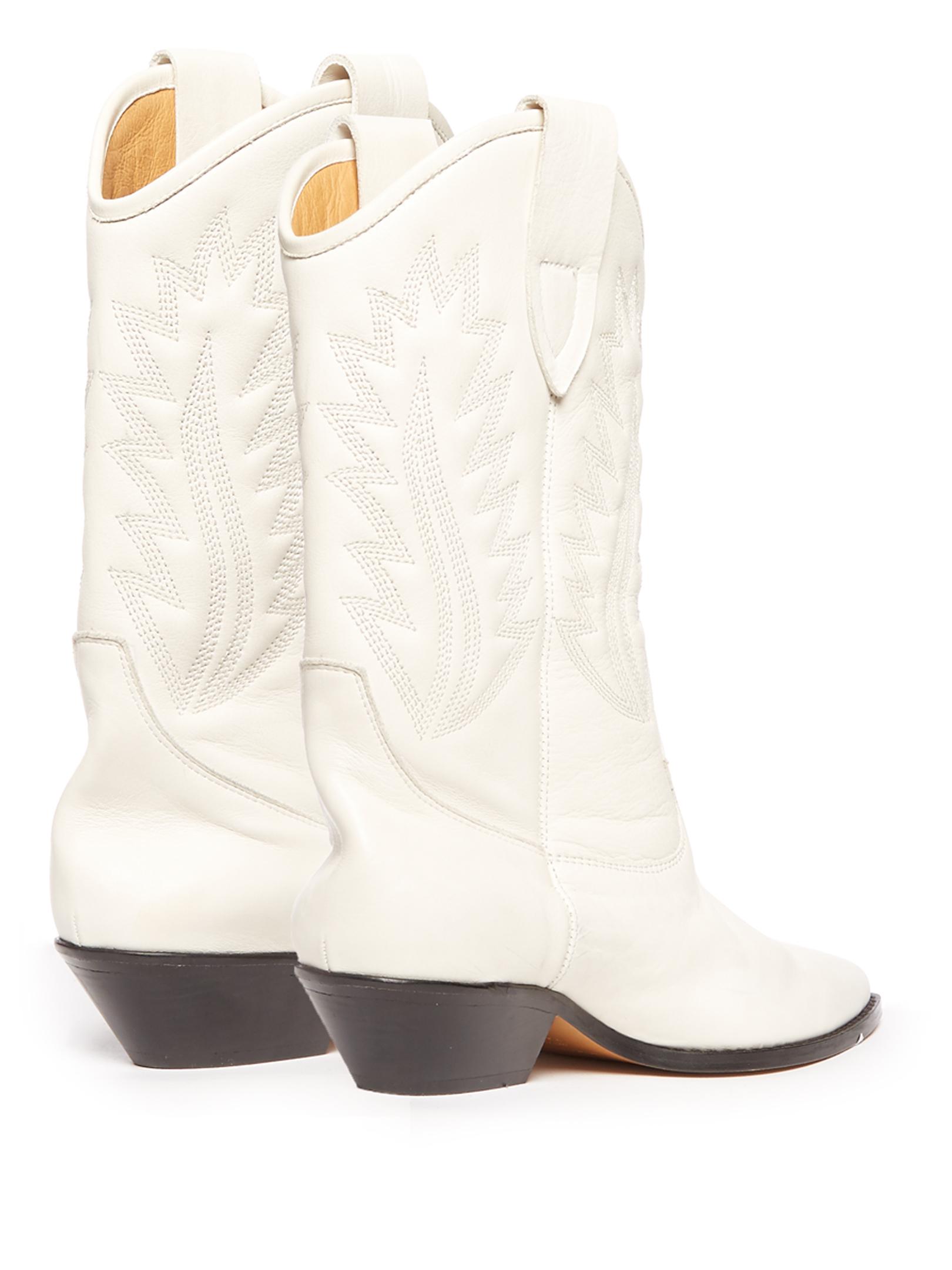 Isabel Marant Étoile Dallin Leather Western Boots in White | Lyst