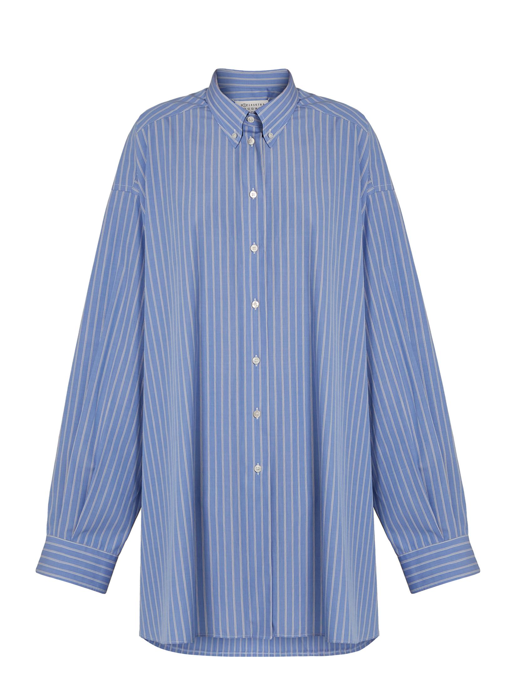 Maison Margiela Oversized Striped Cotton Shirtdress in Blue - Lyst